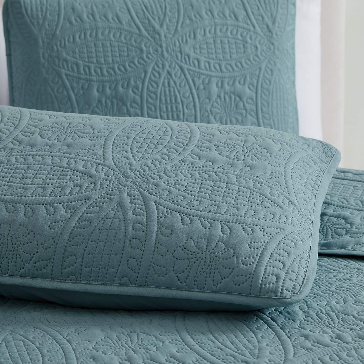 Mellanni King Bedspread Coverlet Set - Spa Blue 1