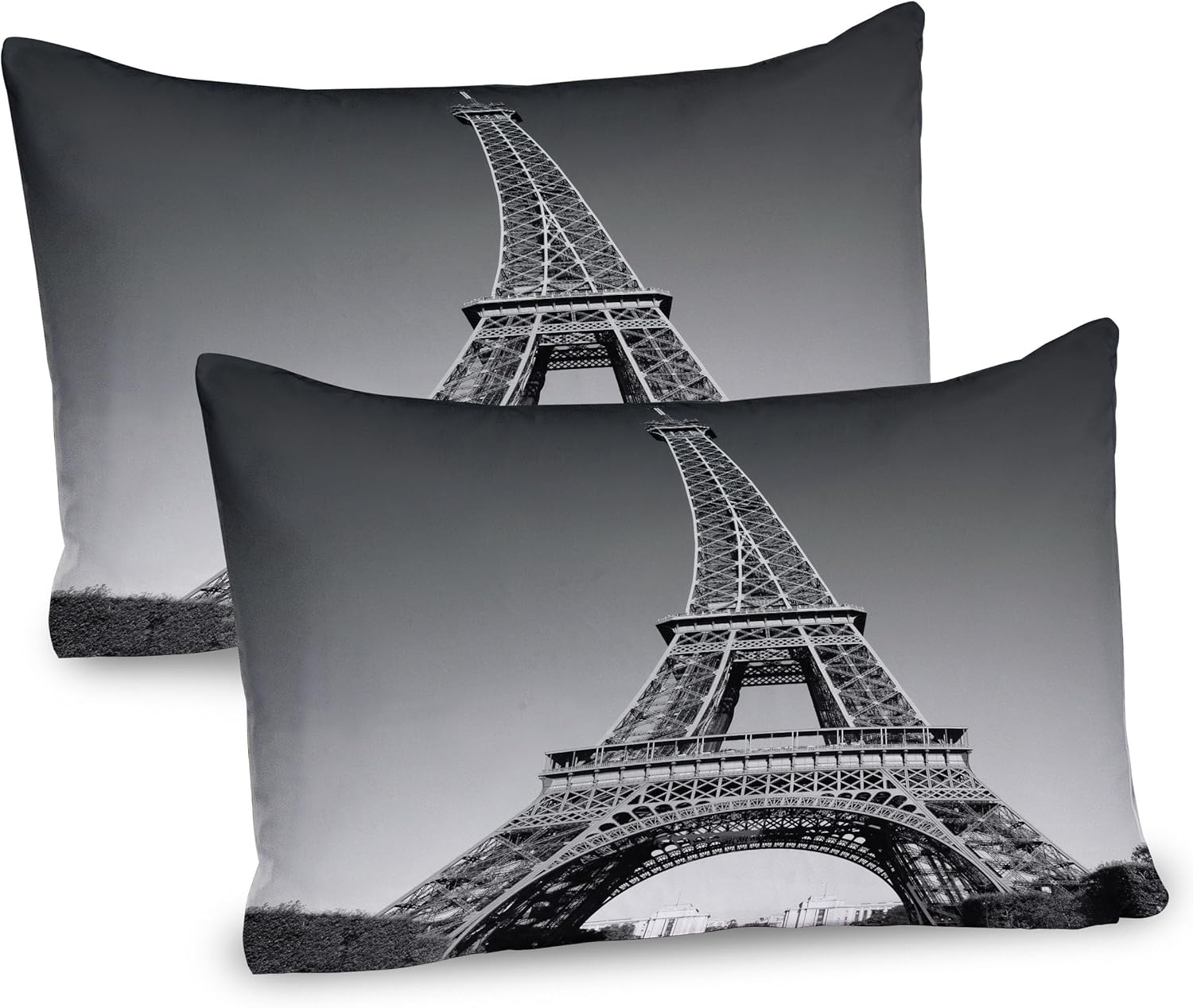 Ambesonne Eiffel Tower Pillow Sham Set of 2 Grey 1