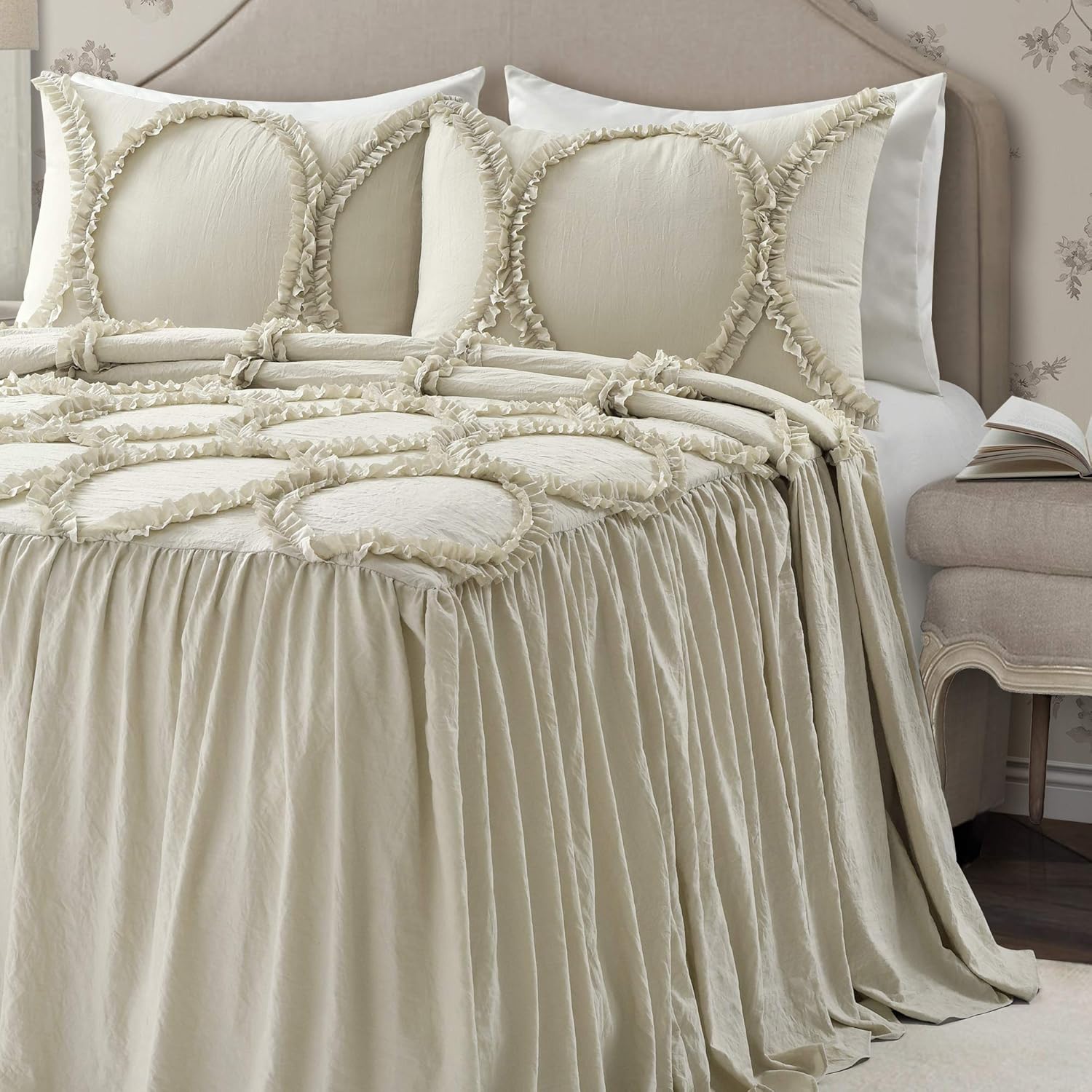 Lush Decor Riviera Ruffle Skirt Bedspread 3 Piece Set King