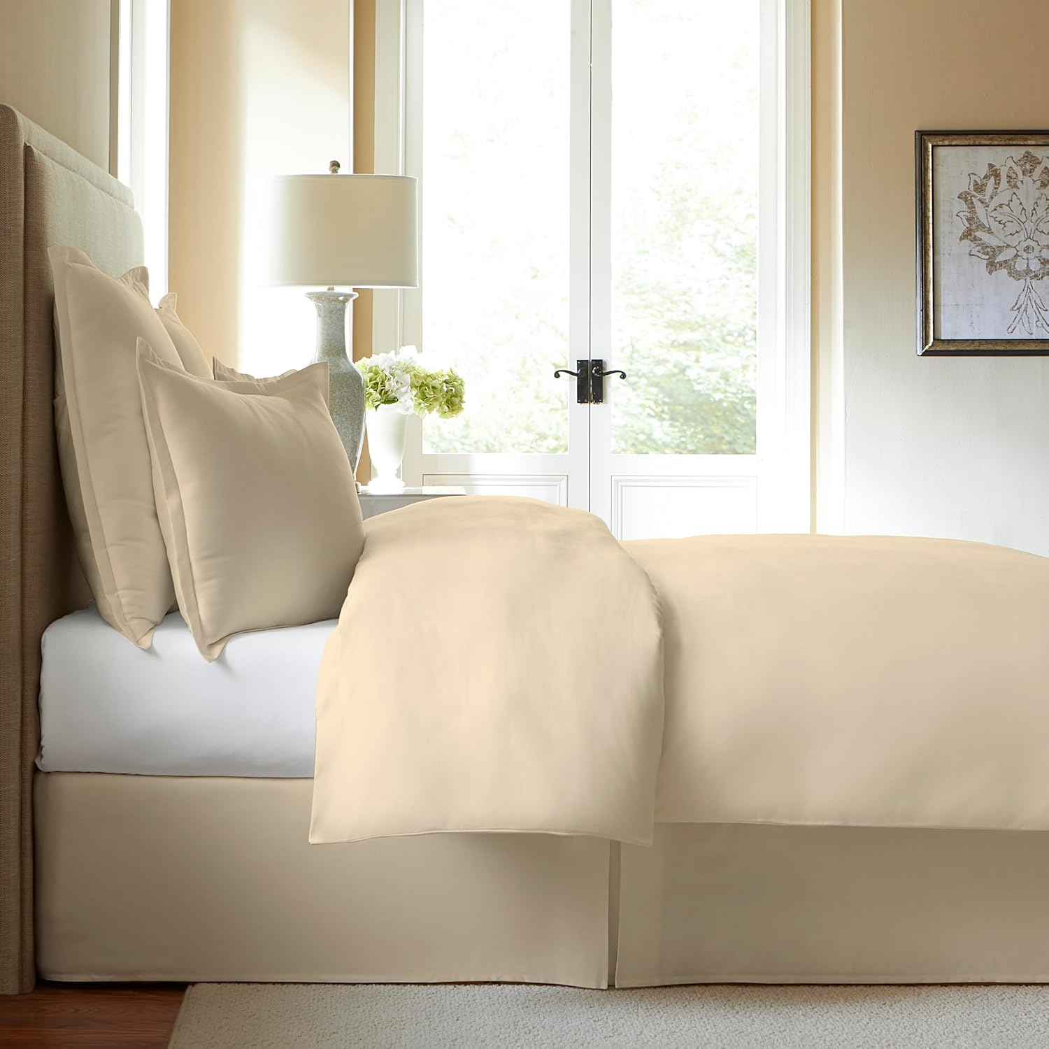 FRESH IDEAS Cotton Bed Skirt Twin 15 Drop Ivory