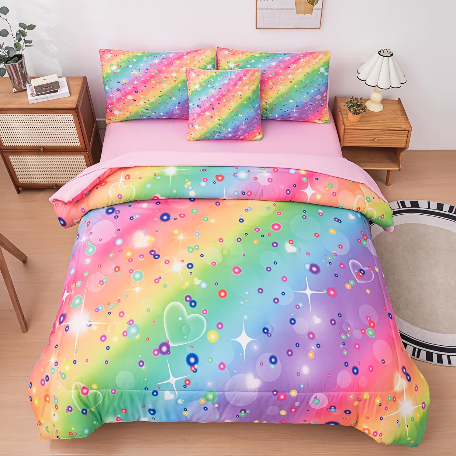 MWMWMW 6 Pcs Girls Twin Comforter Set