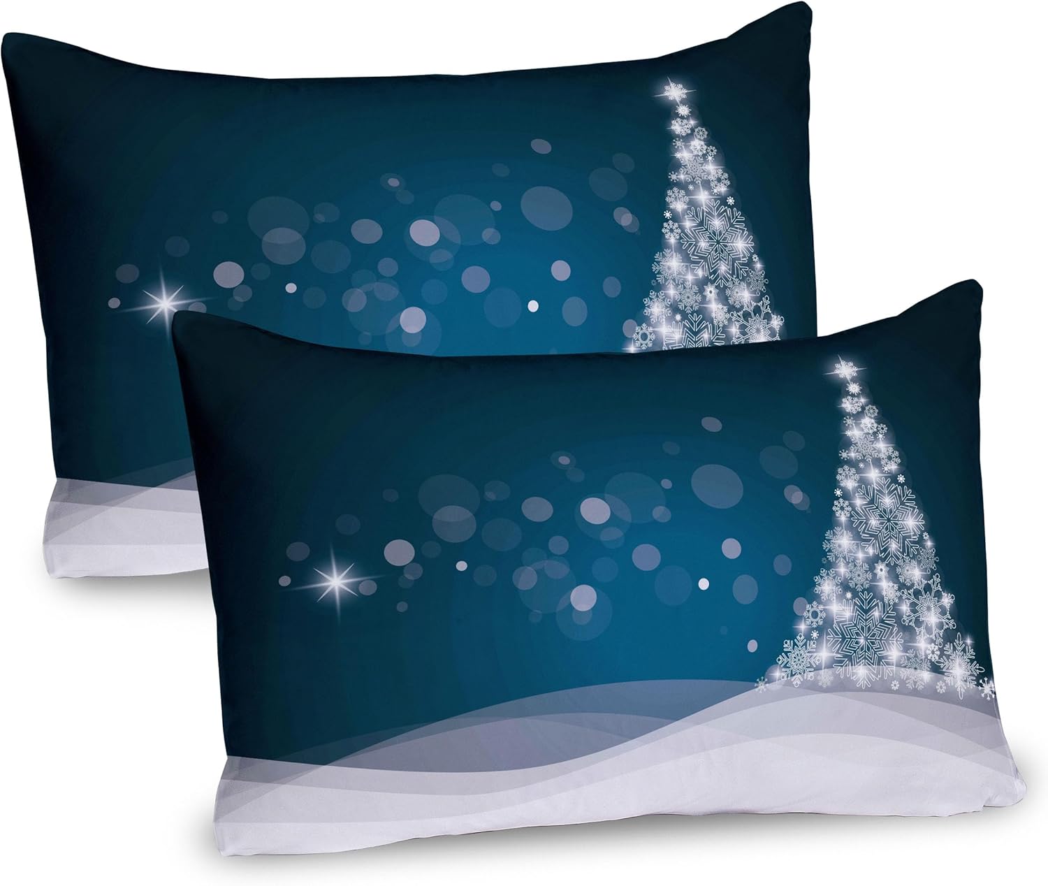 Ambesonne Christmas Pillow Sham Set of 2 Navy White