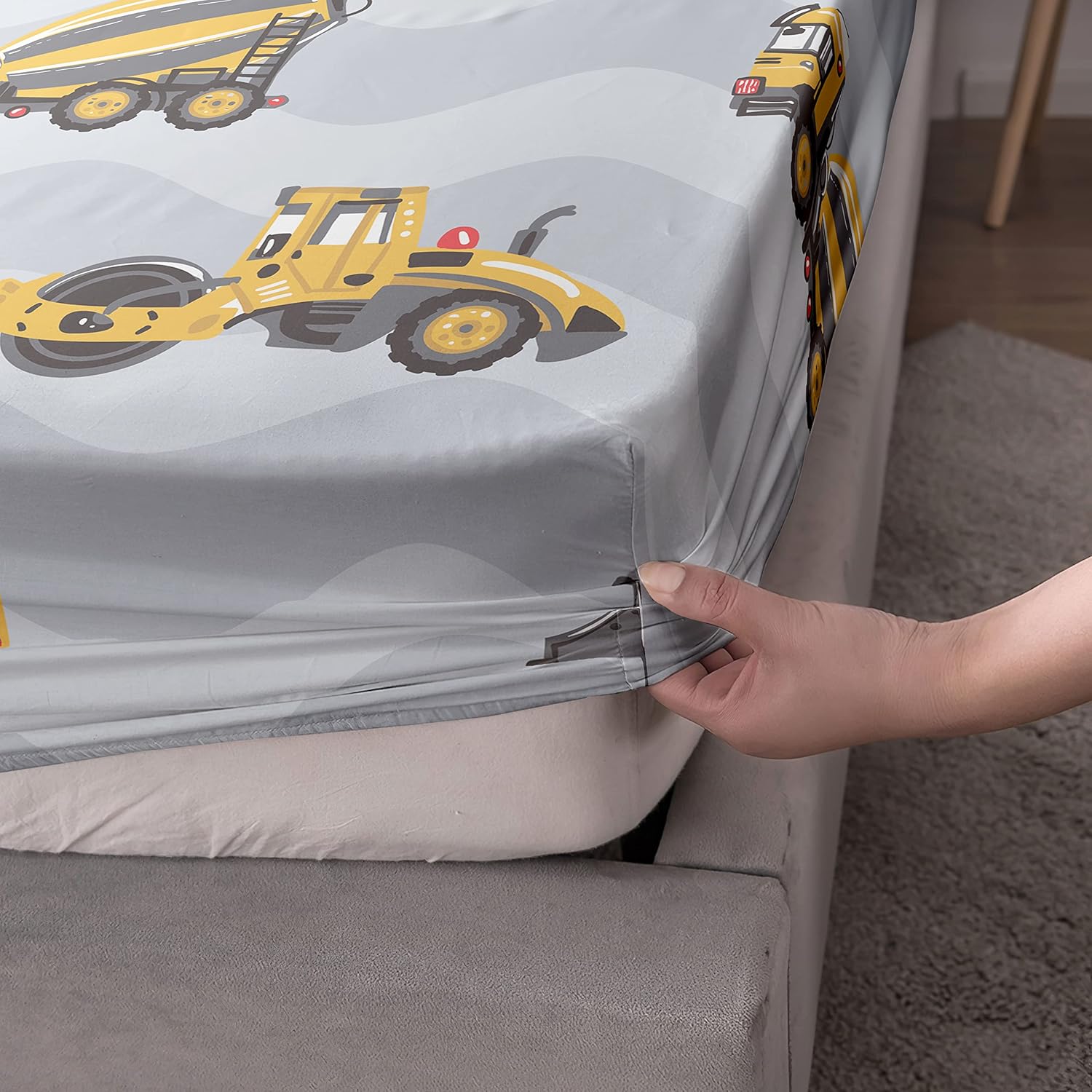Datura Home Kids Truck Grey Sheet Set 4PCS