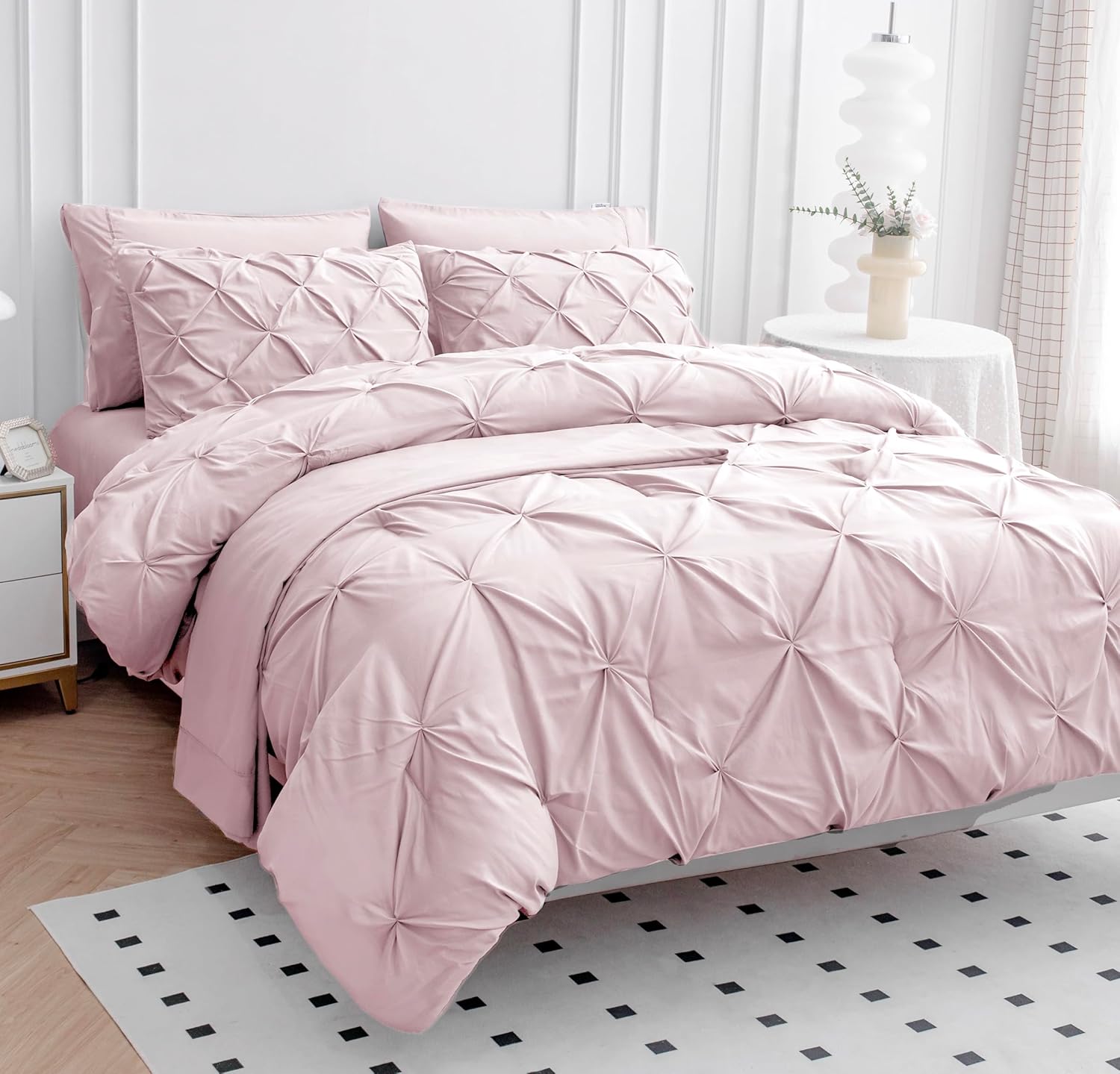 Lane Linen Pink Queen Comforter Set with Sheets and Pillowcases