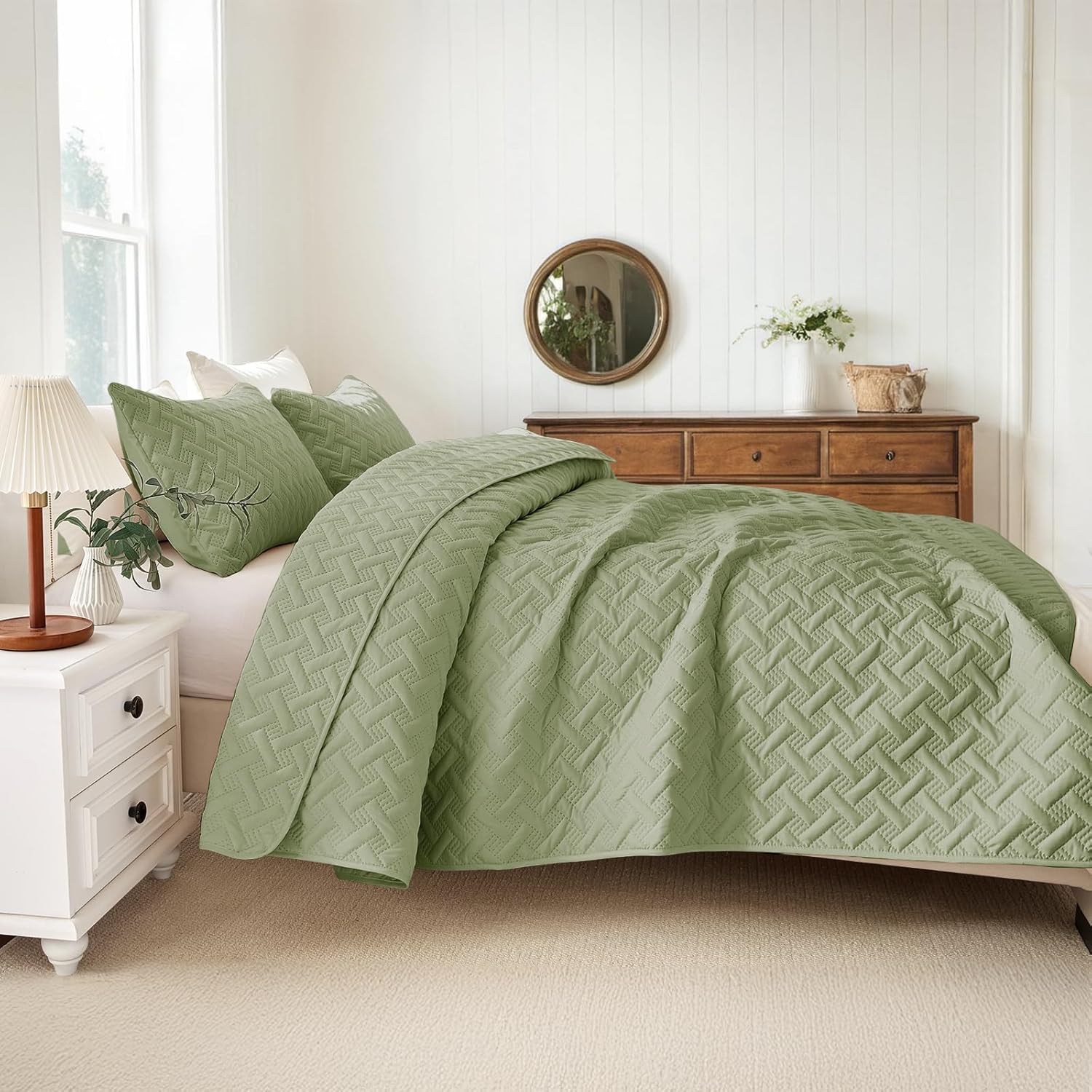 JYHOPE Queen Sage Green Comforter Set