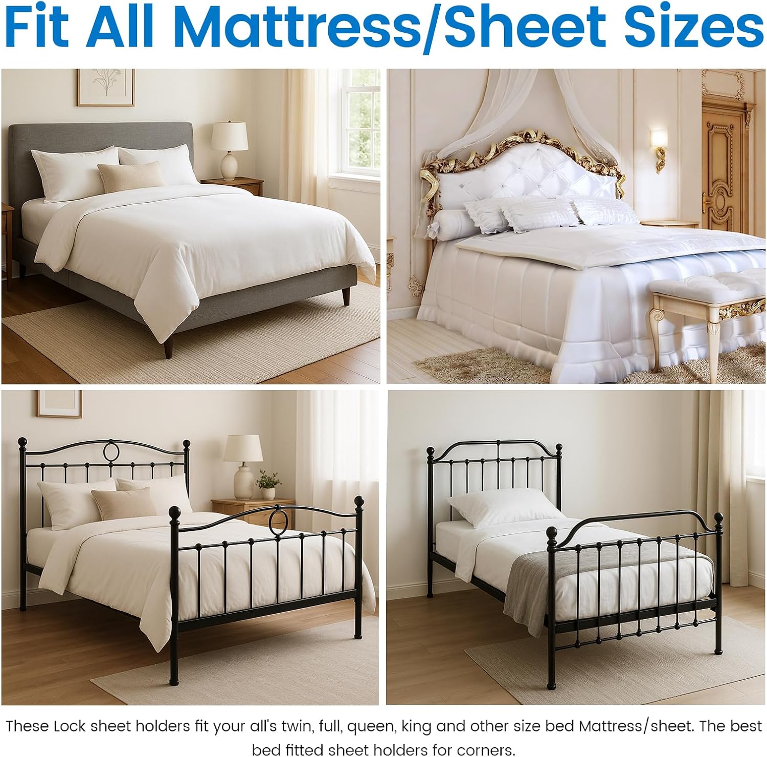 Omboos Bed Sheet Holders for Corners Set of 4