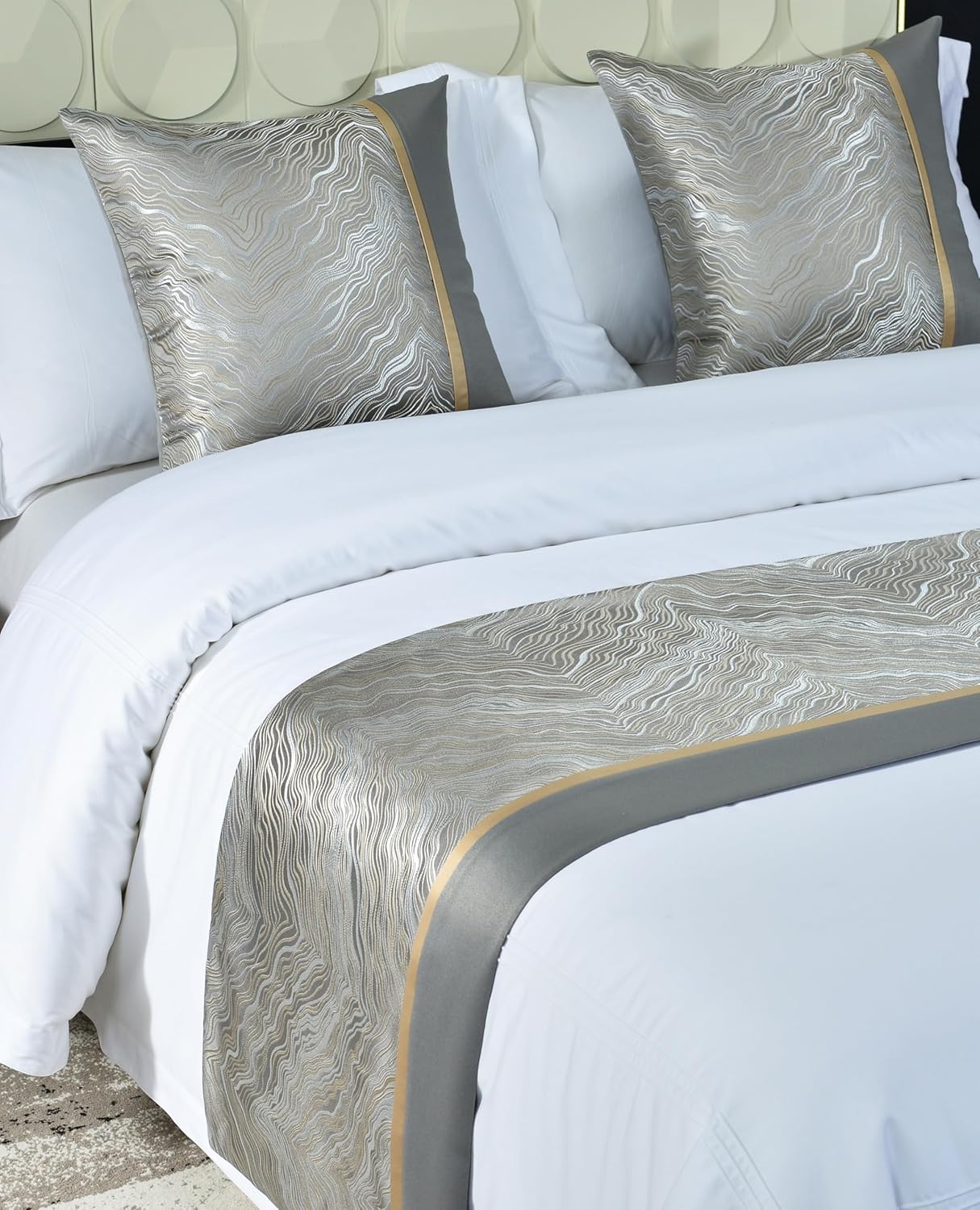 Luxury Hotel Grade Light Gray Bed Runner 180X50cm for 12m Bed