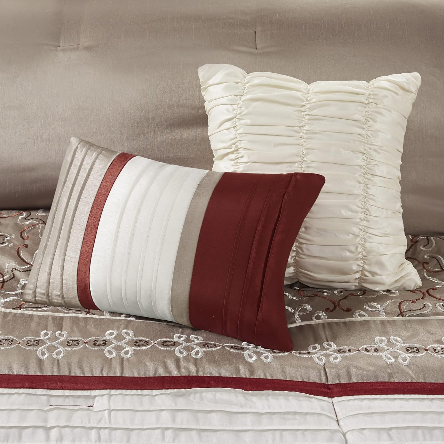 Madison Park Essentials Jelena Faux Silk Comforter Set 24 Piece Queen Red