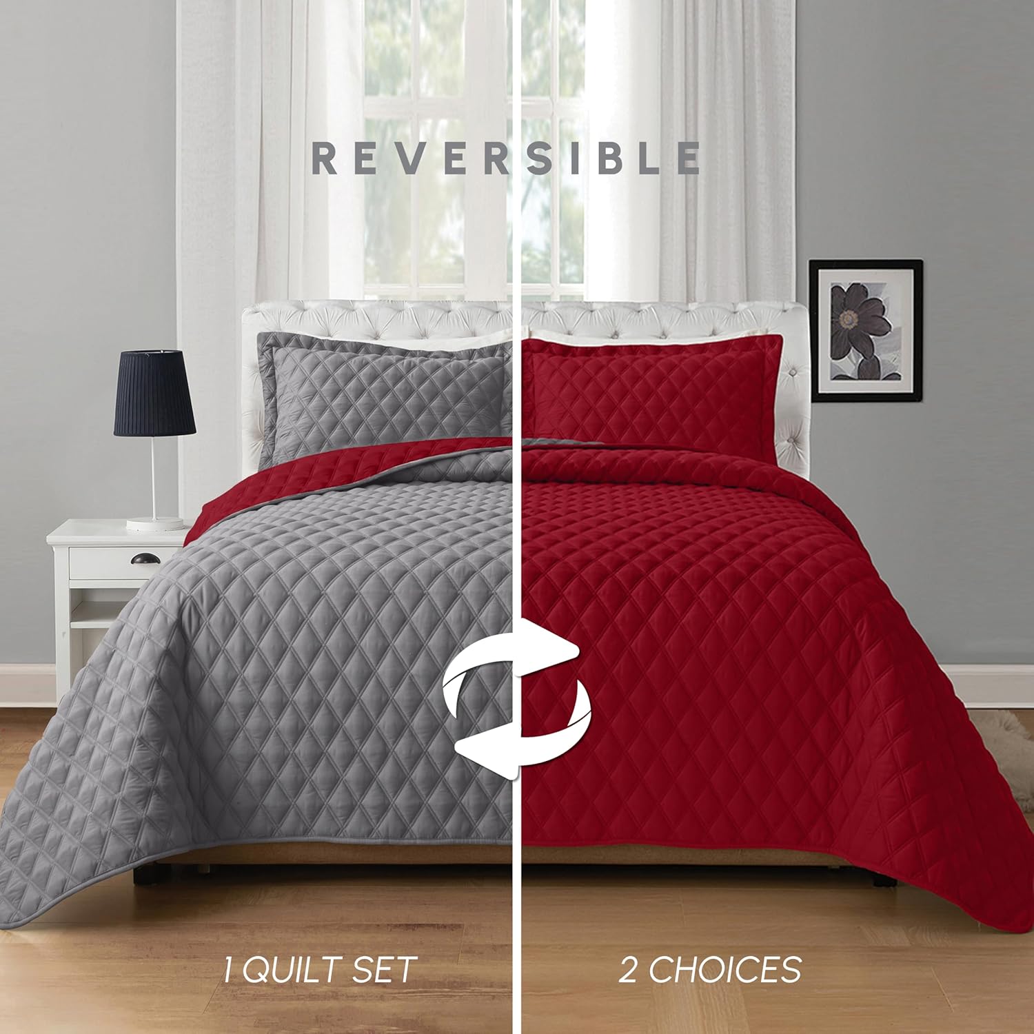Elegant Comfort 3-Piece Reversible Quilt Set - Twin XL