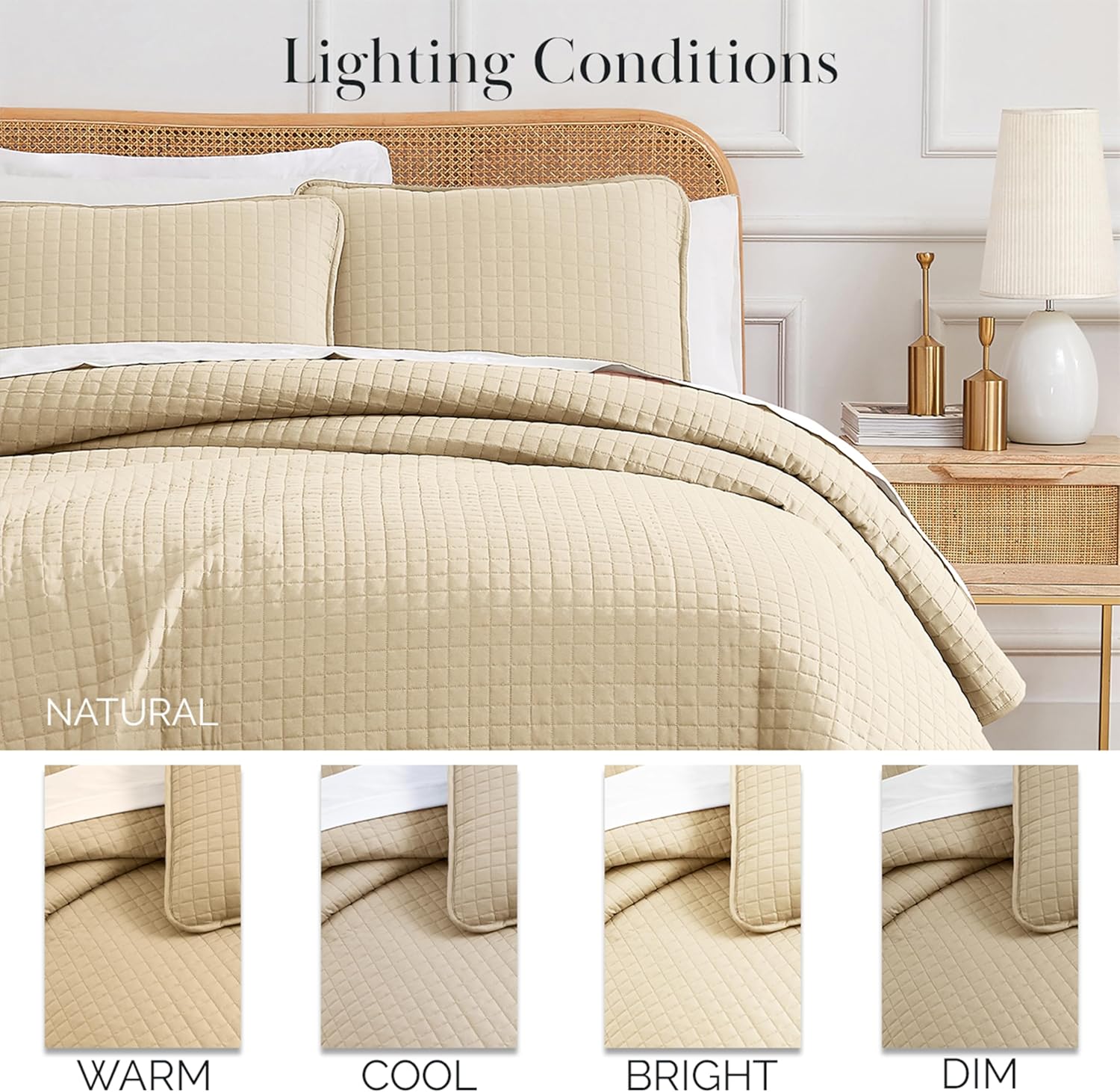 Southshore Fine Living Beige Quilt Set with Pillow Shams