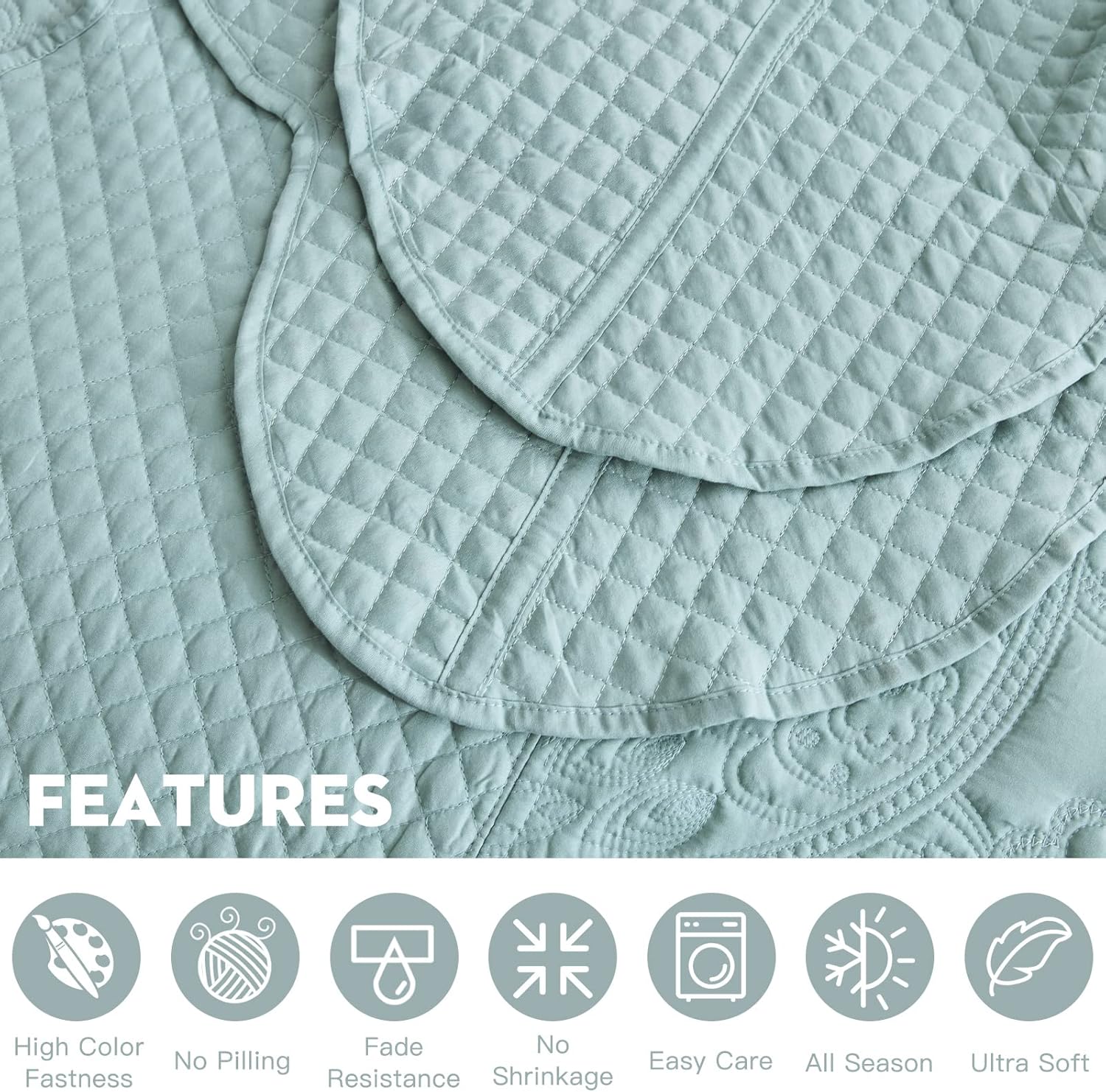 Blythease Oversized King Bedspread 128x120 Seaglass Paisley