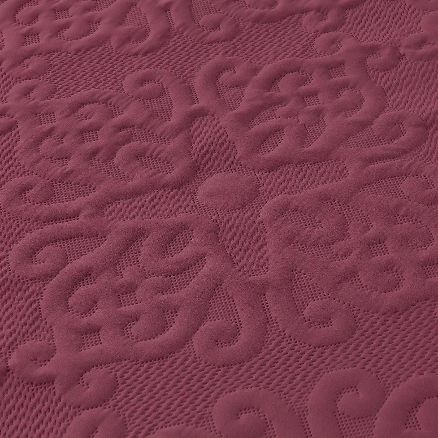 Kingnex Oversized King Bedspread Set Burgundy 128x120