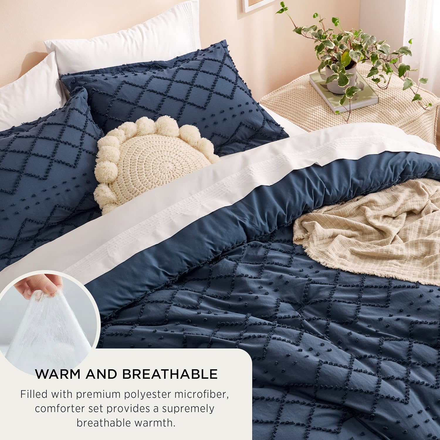 Bedsure California King Comforter Set - Navy Blue 1
