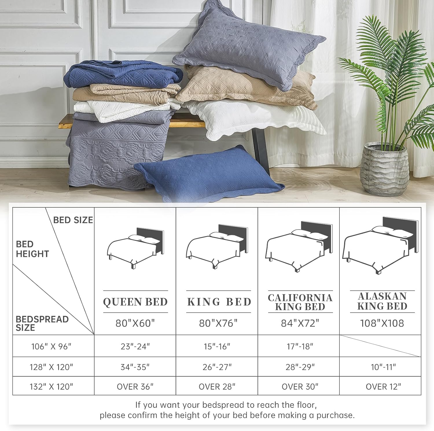 Suchbed California King Bedspread Set White 128x120 1