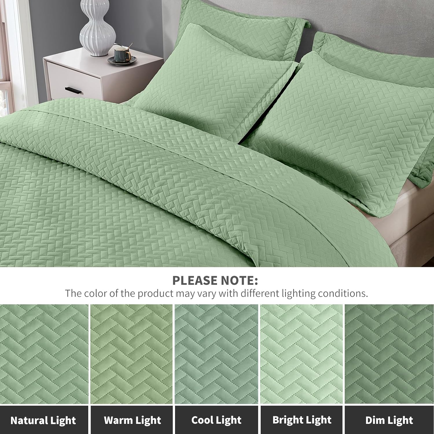 MapleStone Quilt Set Twin XL Lightweight Mint Green
