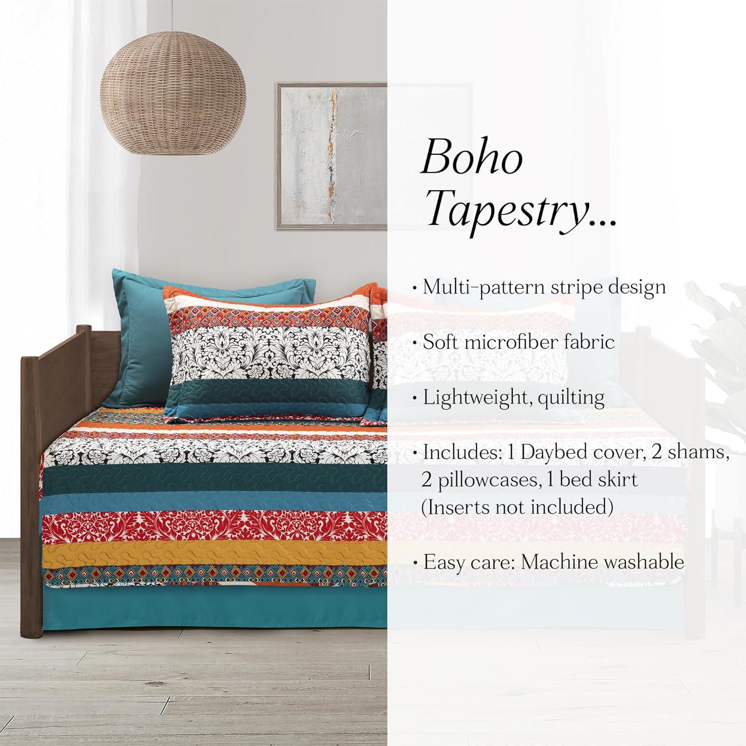 Lush Decor Boho Stripe 3-Piece Daybed Cover Set