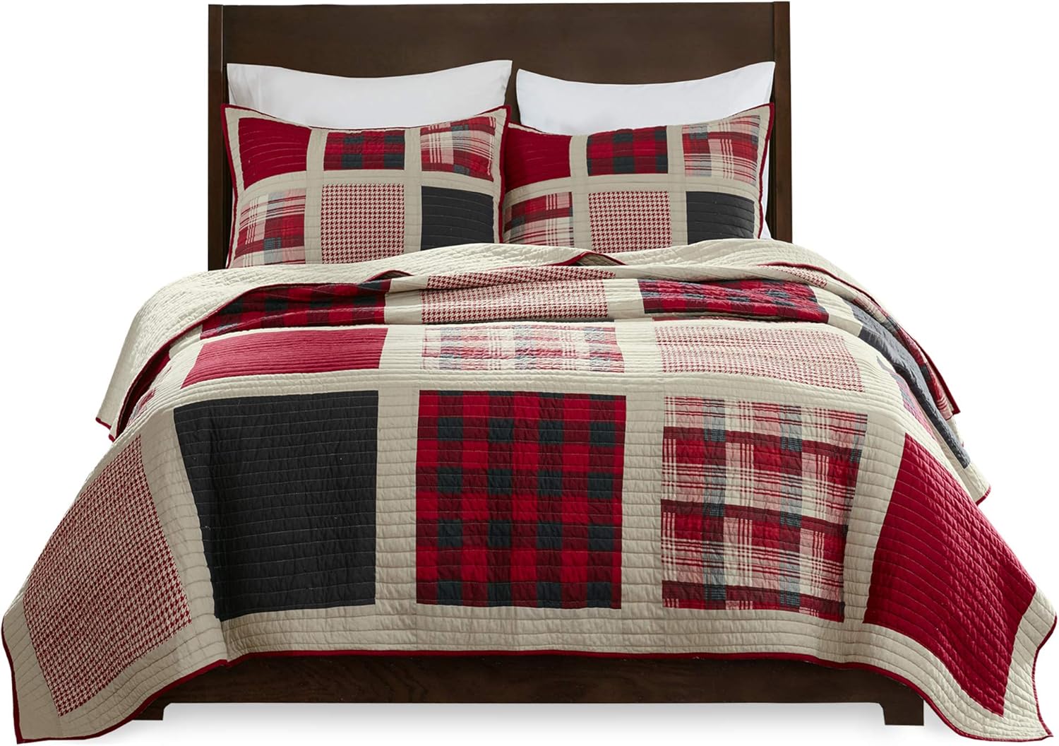 Woolrich Huntington Plaid Red Reversible Quilt Set 3 Piece 1