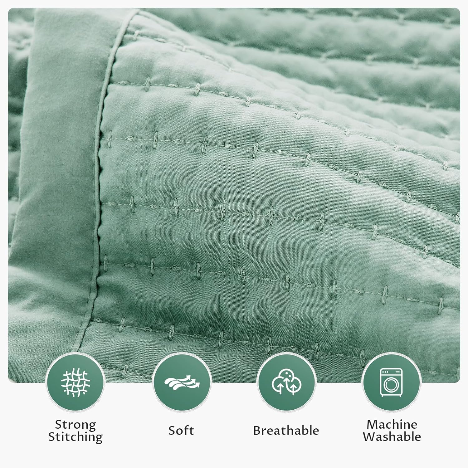 KASENTEX Oversized King Quilt Set 3 Pieces Stone-Washed Machine Washable