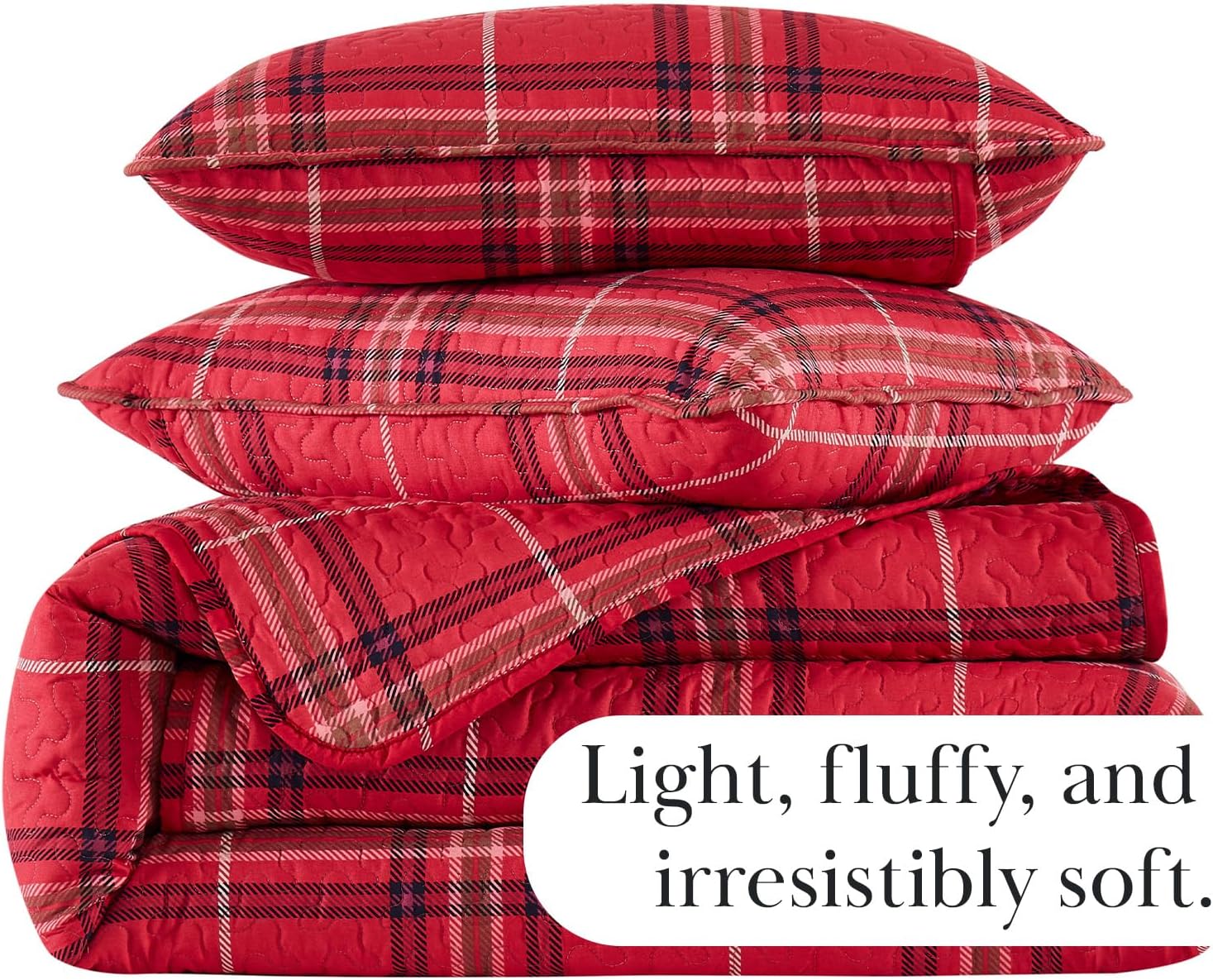 Southshore Fine Living Inc Red Plaid King Quilt Set