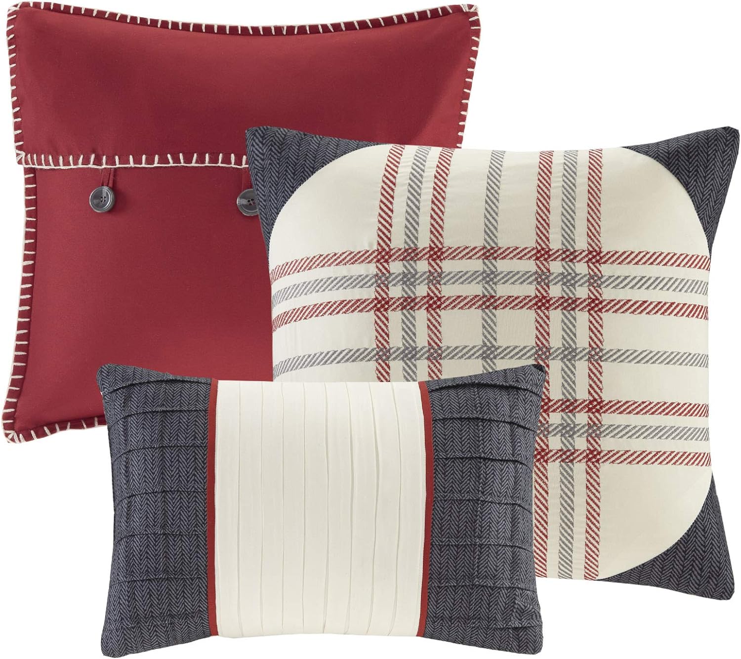 Madison Park Reversible Quilt with Shams and Pillows - Red 6 Piece Set