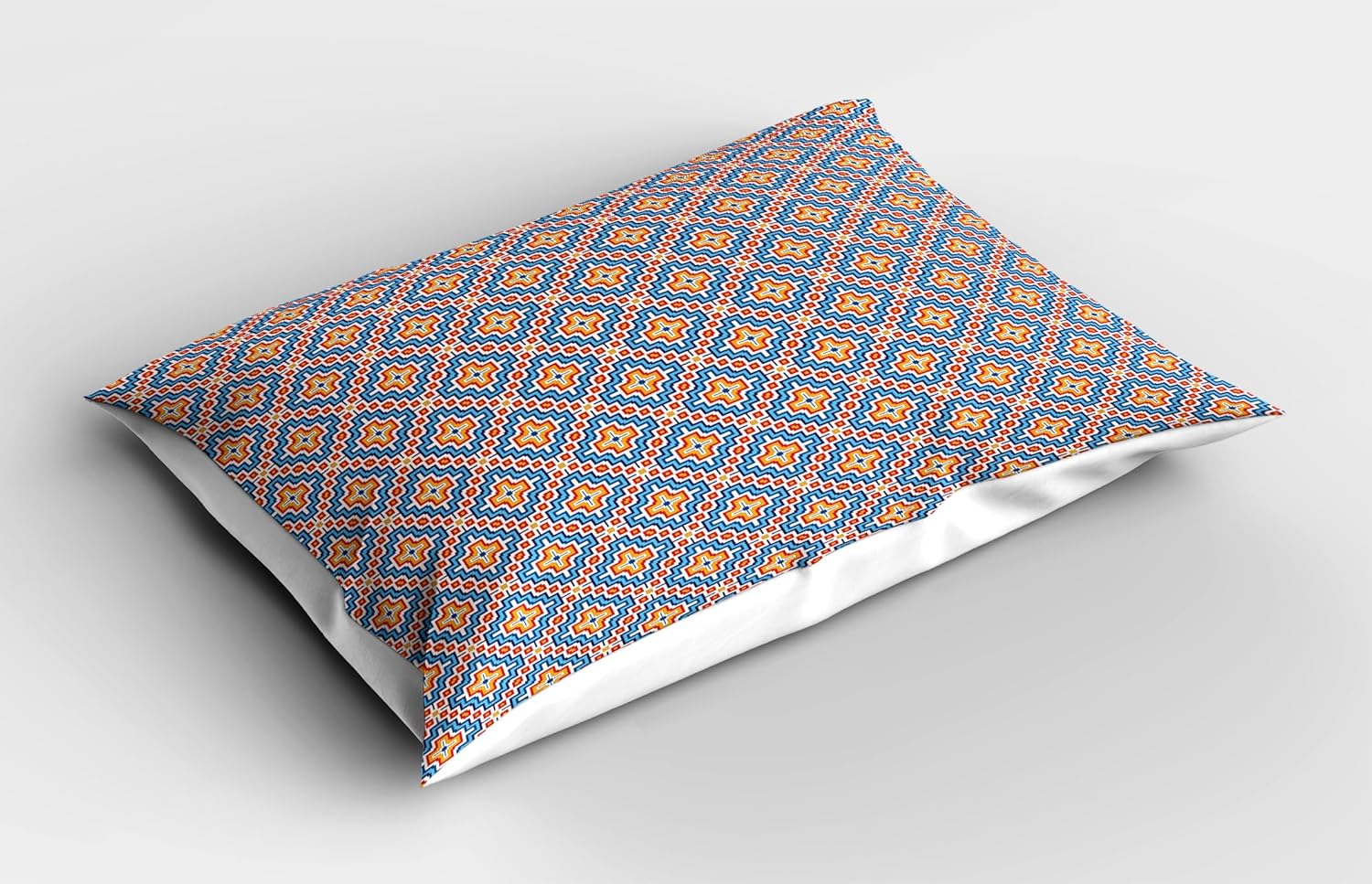 Ambesonne Aztec Pillow Sham Set of 2 Apricot Red Sky Blue