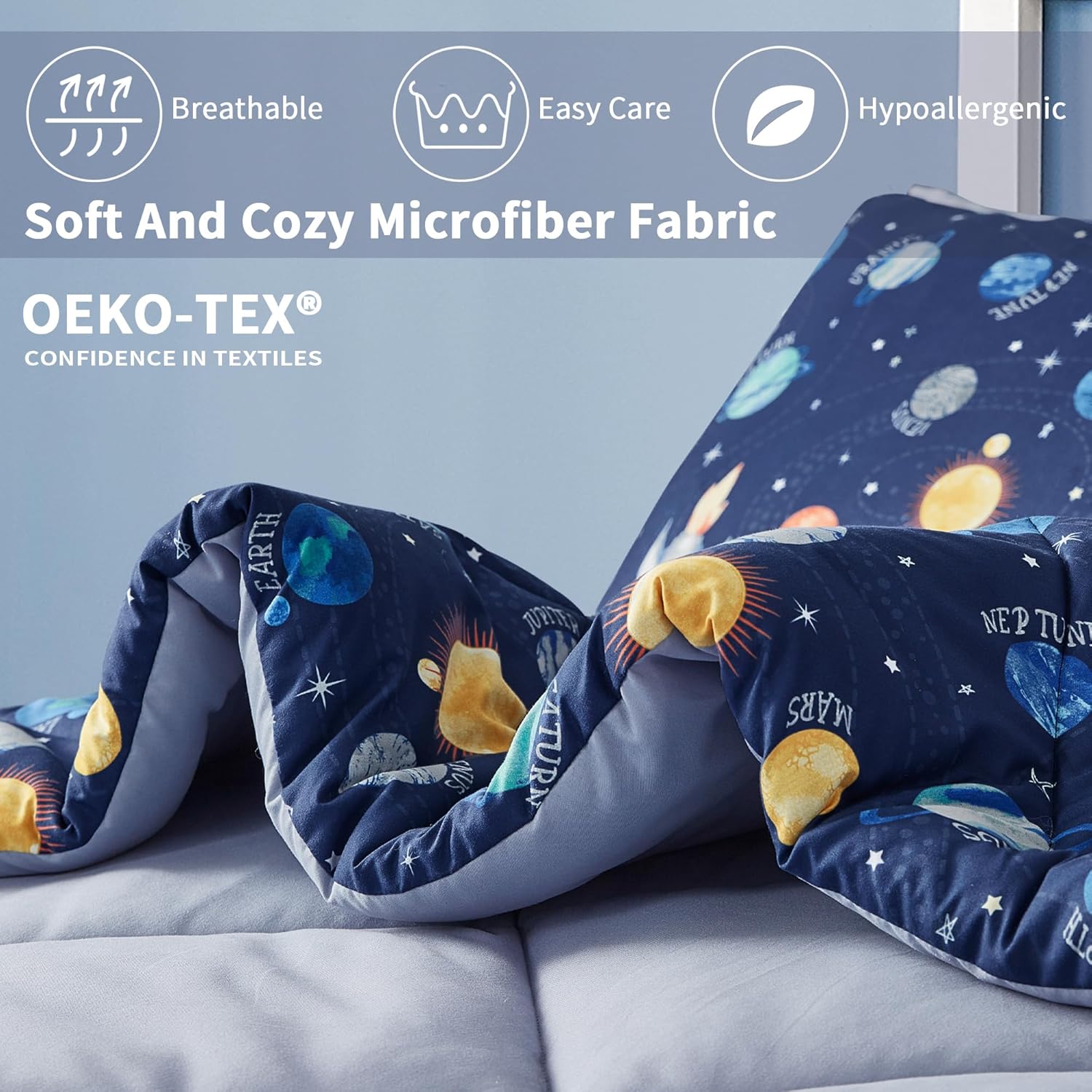UMCHORD Kids Space Themed Bedding Set - Twin Size 5 Pieces