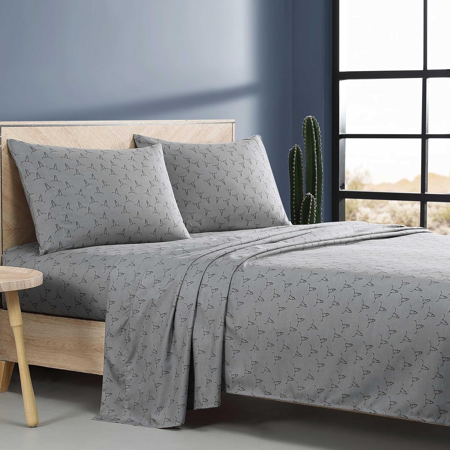 Wrangler Steer Skulls Grey Full Sheet Set