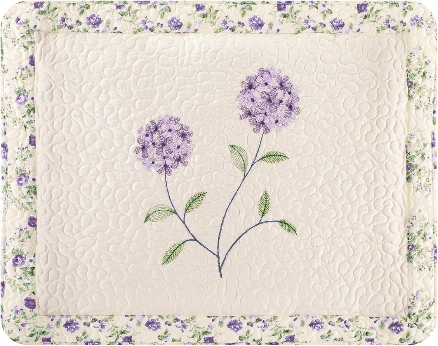 Collections Etc Embroidered Carnation Quilted Pillow Sham