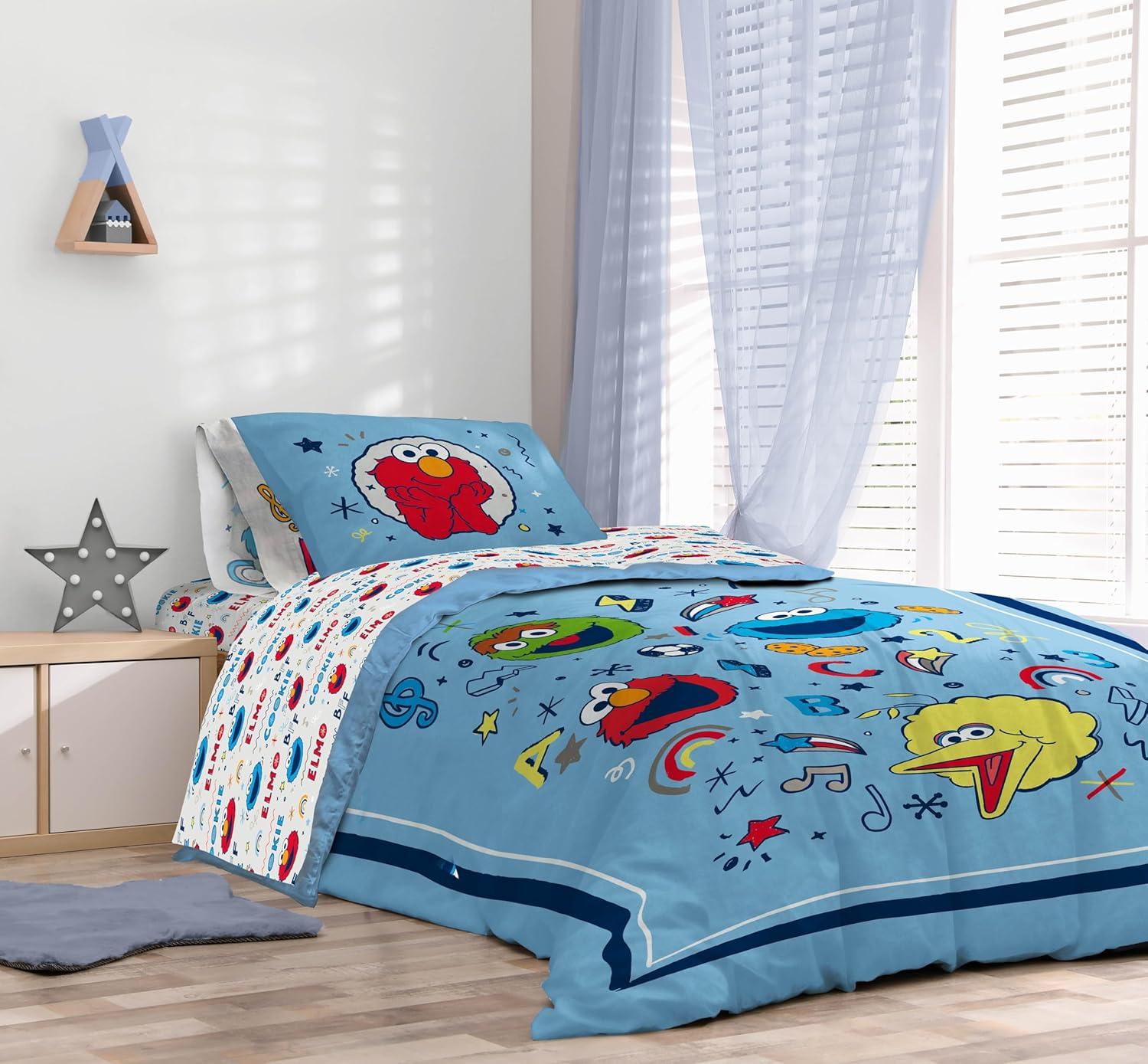 Sesame Street Twin Comforter Set - 5 Piece Kids Bedding