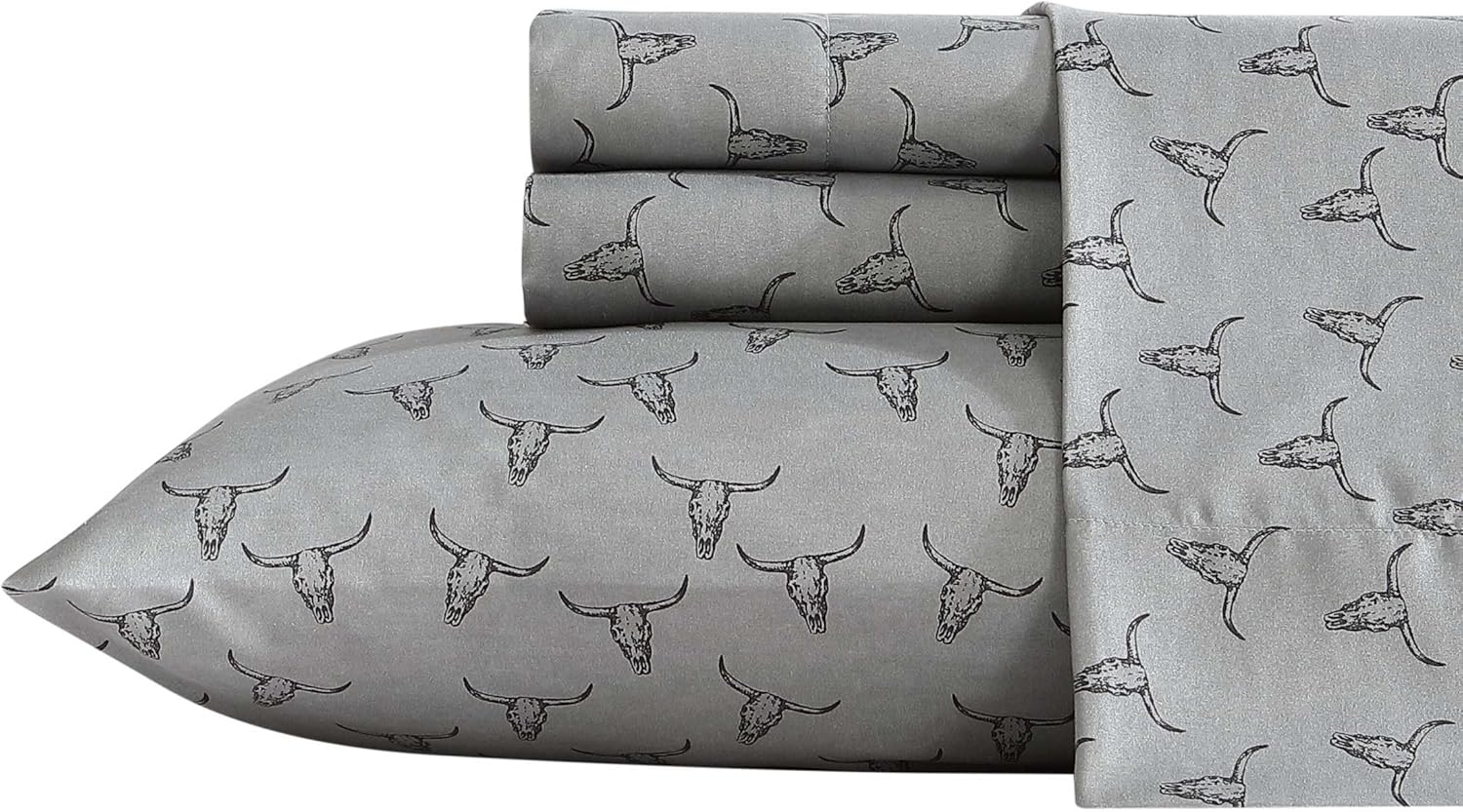 Wrangler Steer Skulls Grey Full Sheet Set