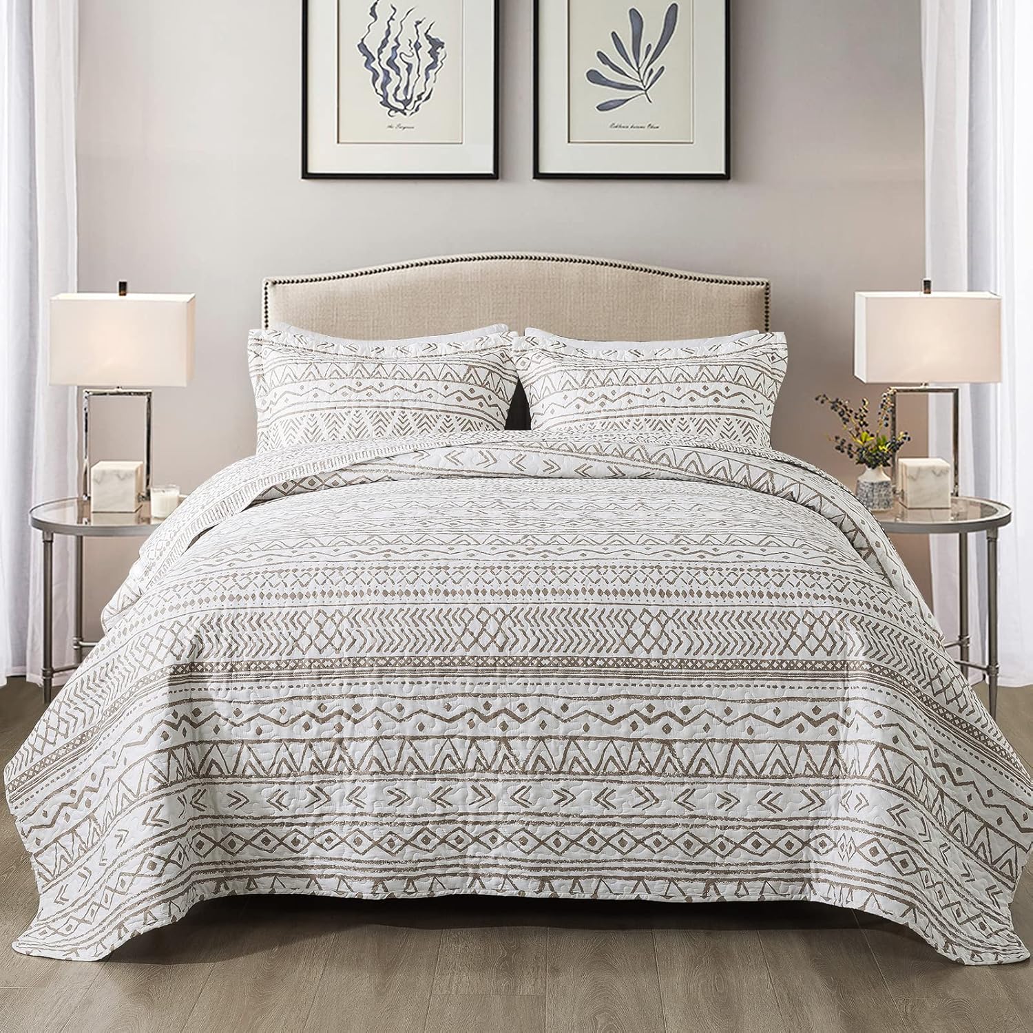 NEWLAKE Reversible Quilt Bedspread Set Queen Size