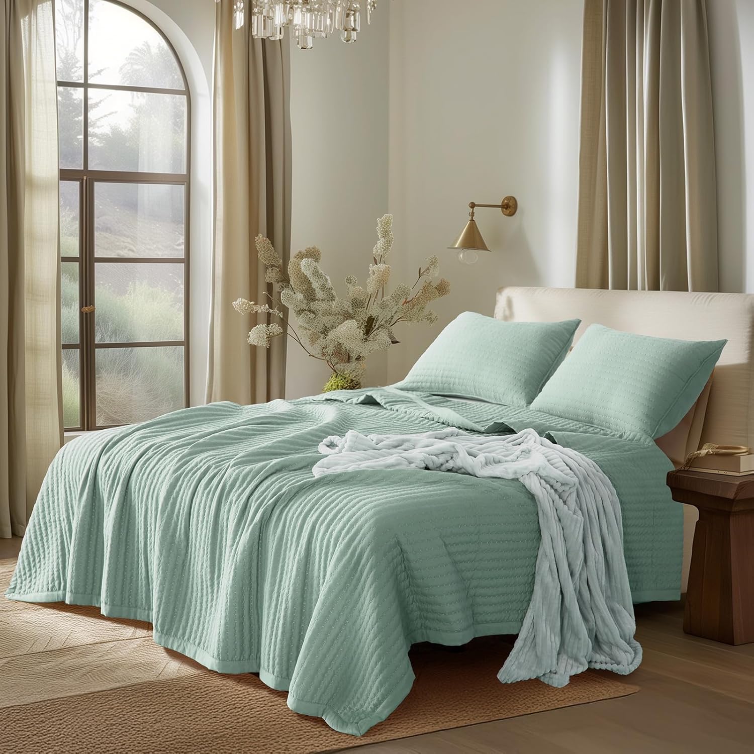 KASENTEX Oversized King Quilt Set 3 Pieces Stone-Washed Machine Washable