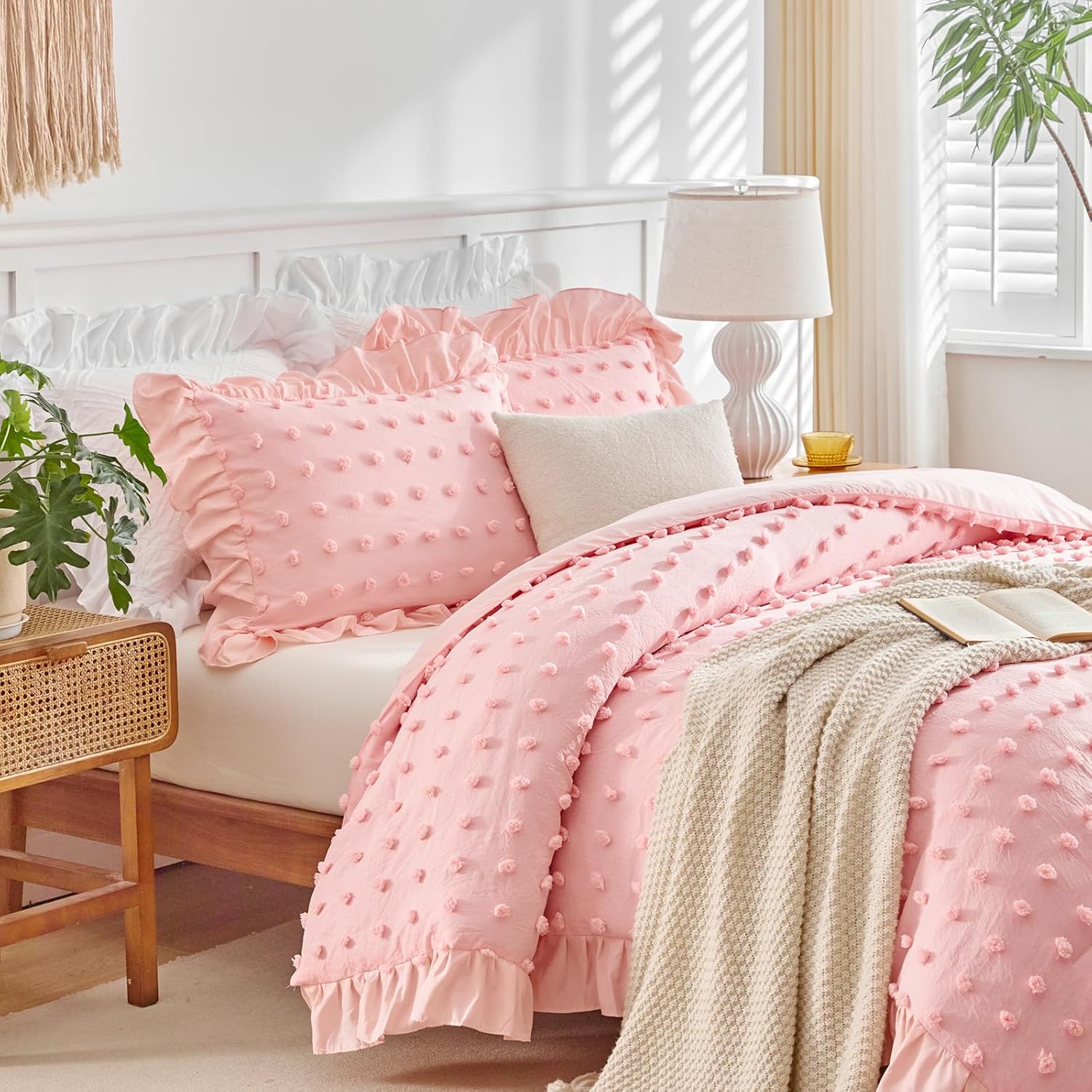Flysheep Tufted Dots Ruffle Comforter Set Twin