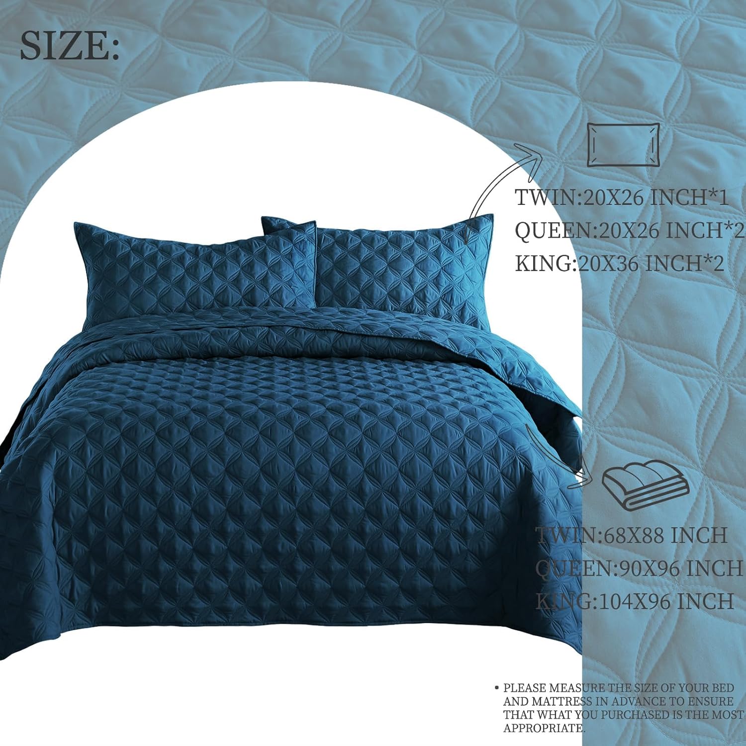 Exclusivo Mezcla Full Queen Quilt Set 3-Piece Navy Blue