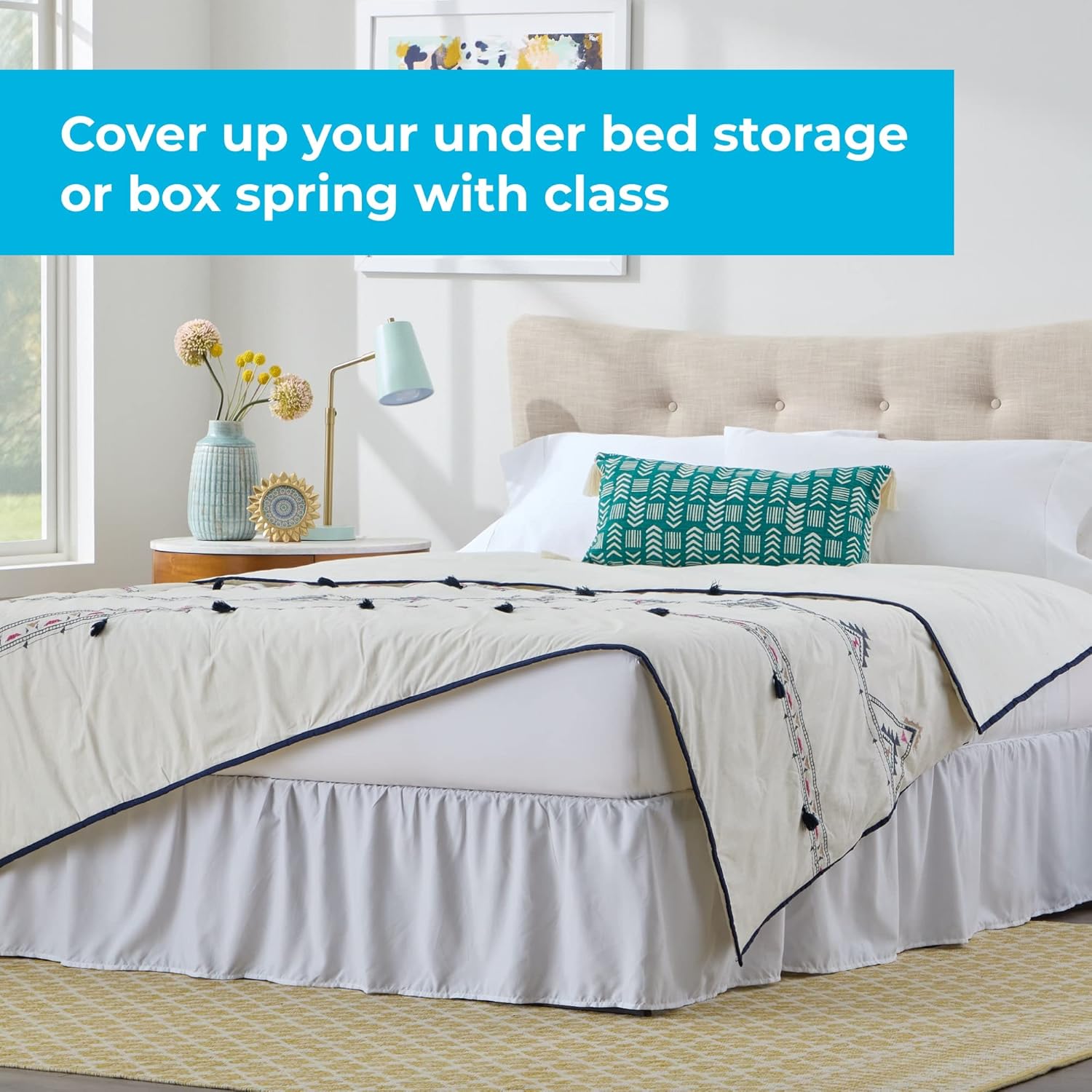 Linenspa 14 Inch Microfiber Ruffle Bed Skirt - Wrinkle Resistant