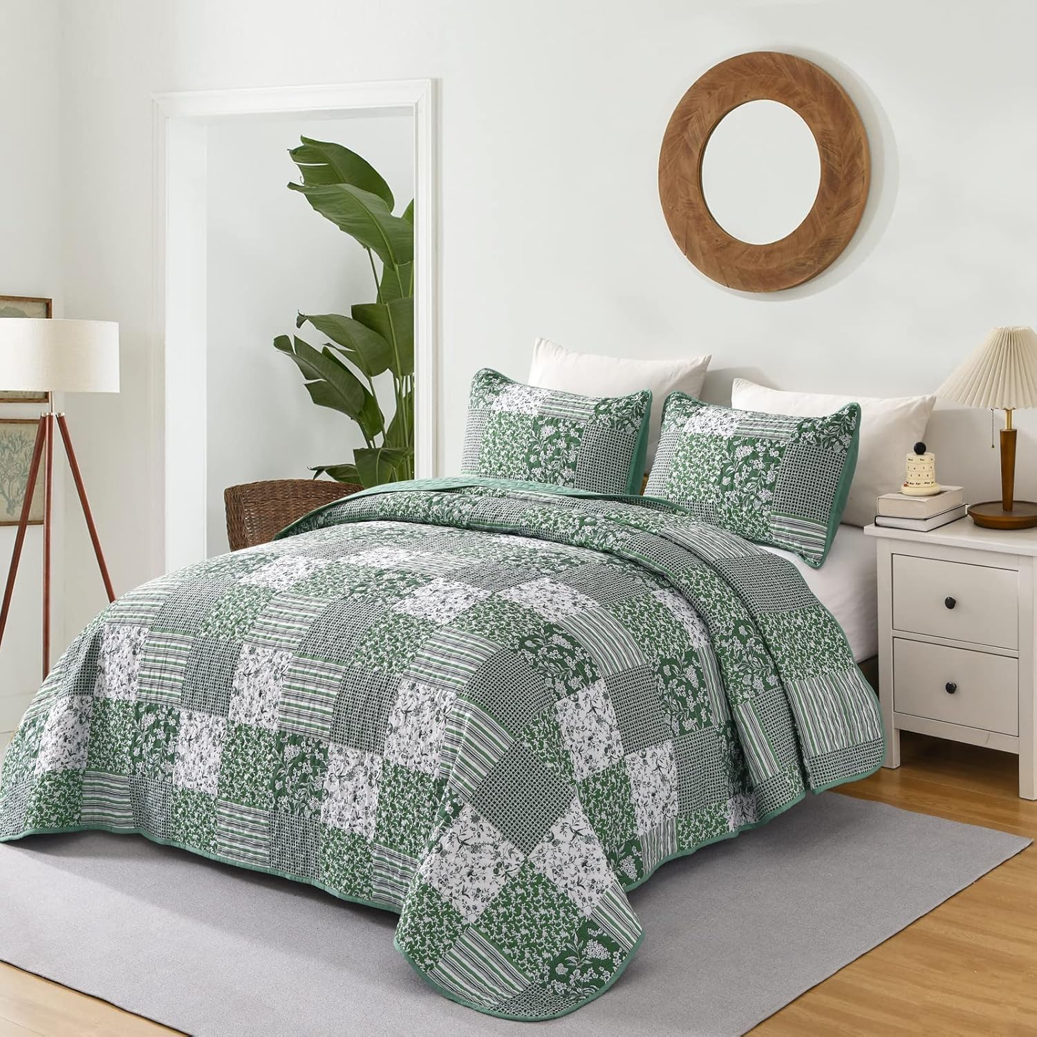 Mybedsoul Green Quilt Set Twin Size 2pcs