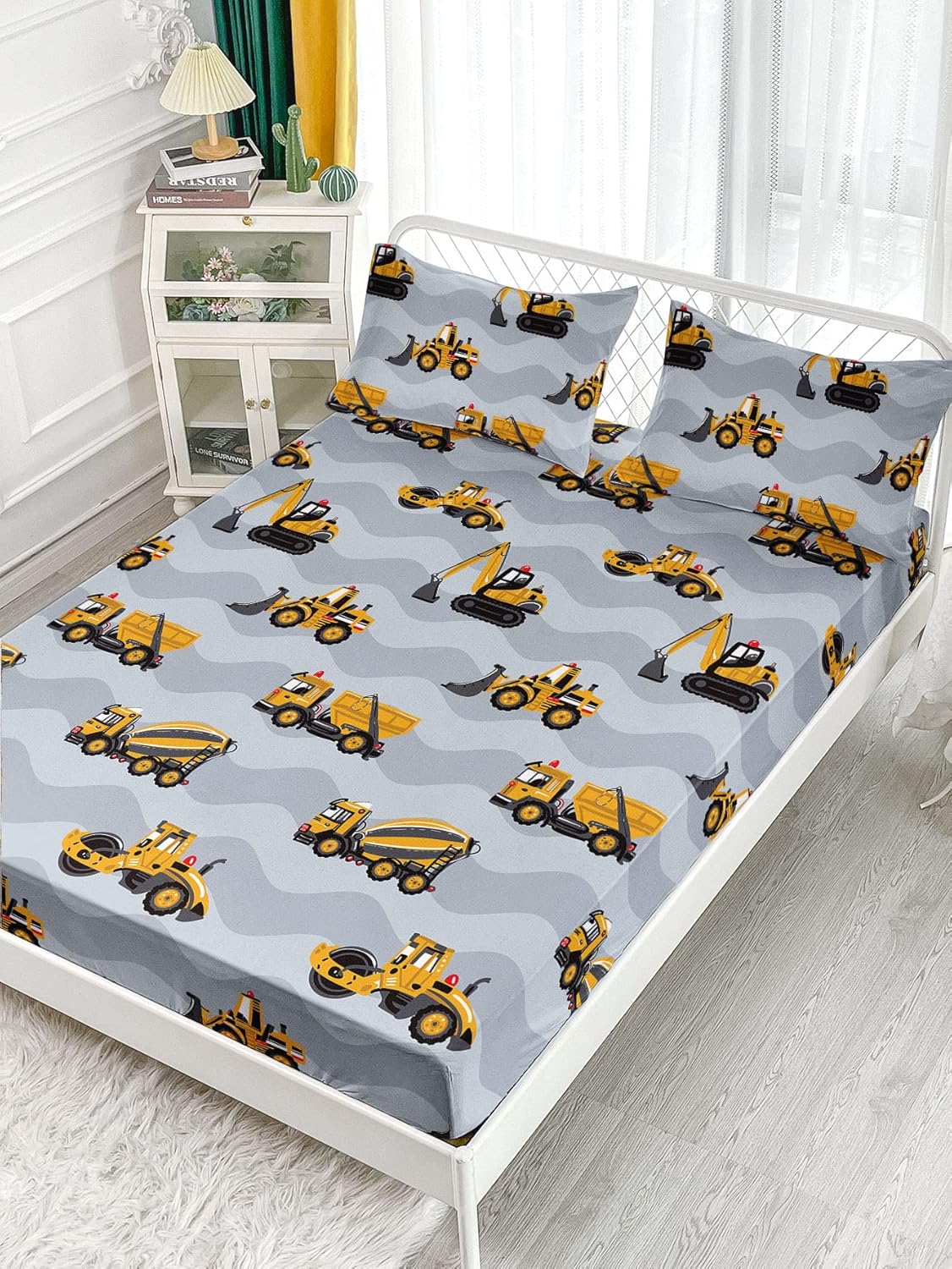 Datura Home Kids Truck Grey Sheet Set 4PCS