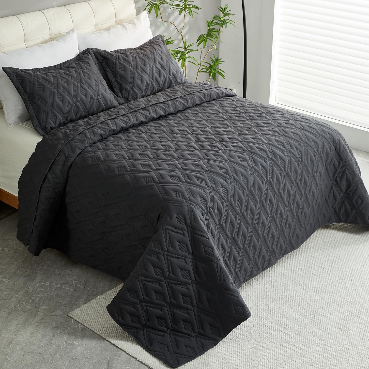 Cmfshape Diamond Embroidery Quilt Set 3 Piece King Size