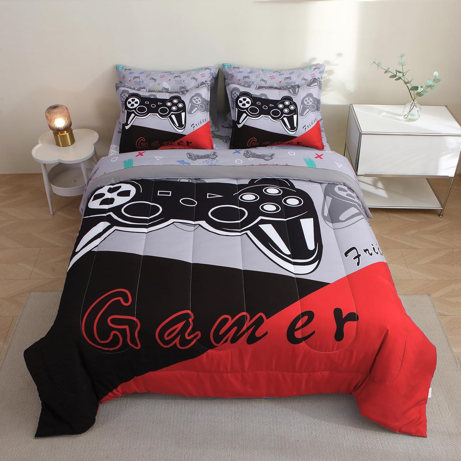 7 Piece Gamer Comforter Set for Kids Boys Girls Teens 1