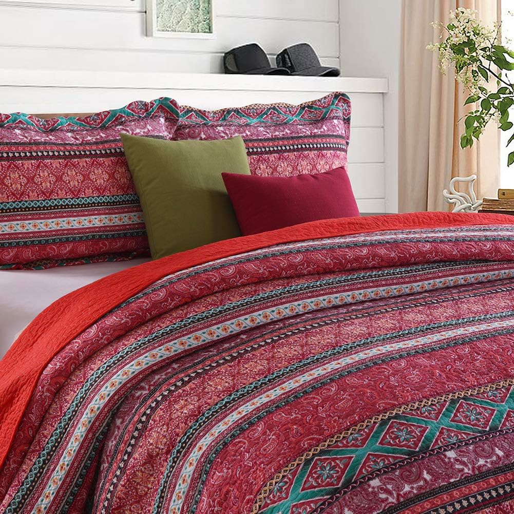 NEWLAKE Reversible Patchwork Quilt Set Queen Size