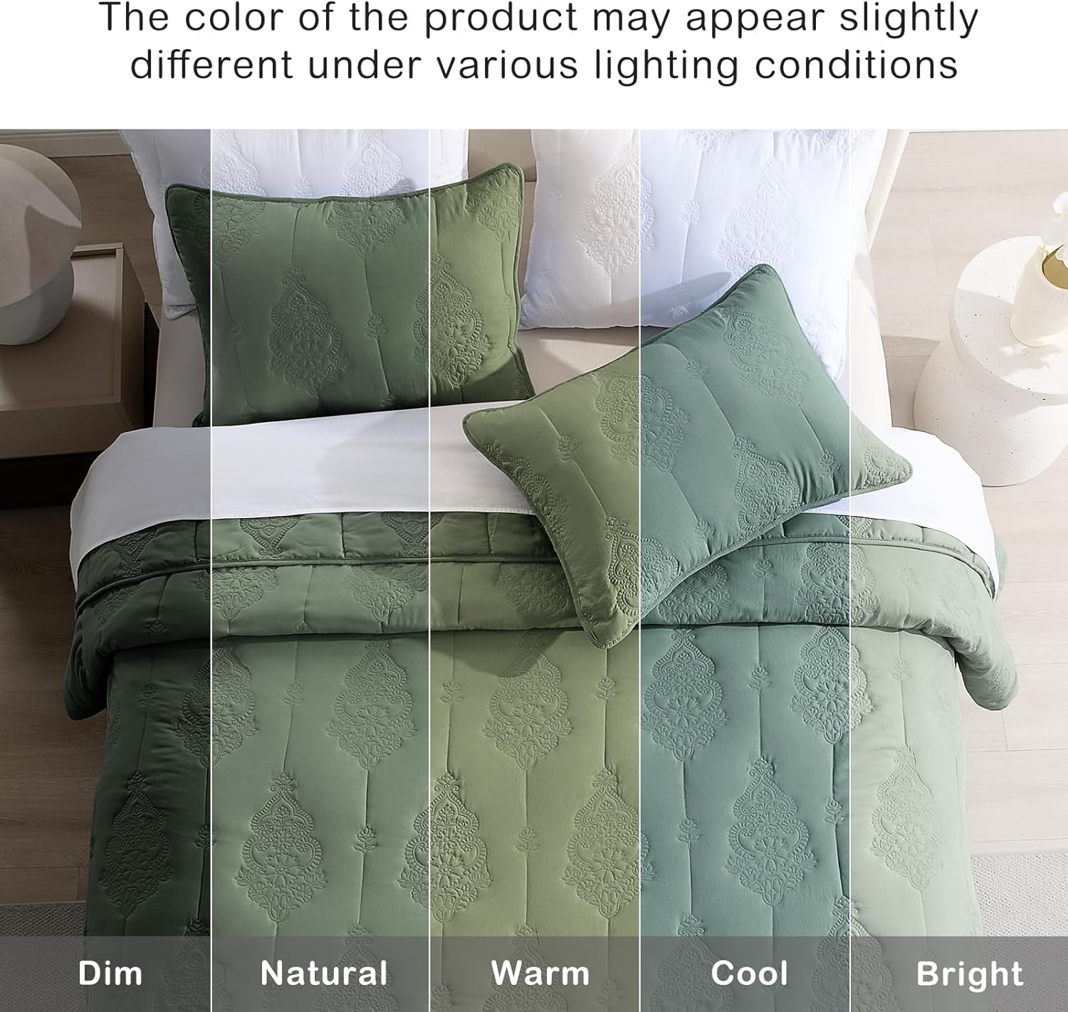HORIMOTE HOME Queen Size Quilt Set Dark Green 1