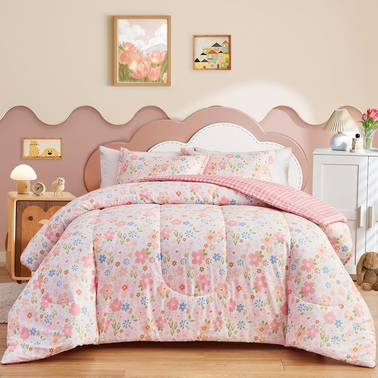 Joyreap 3pcs Floral Cotton Comforter Set for Girls