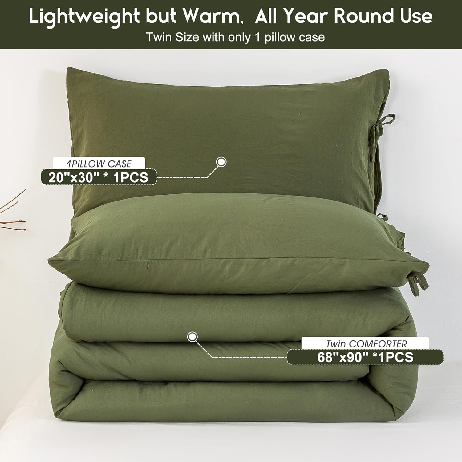 BOHOPOPM Olive Green Comforter Set TwinTwin XL