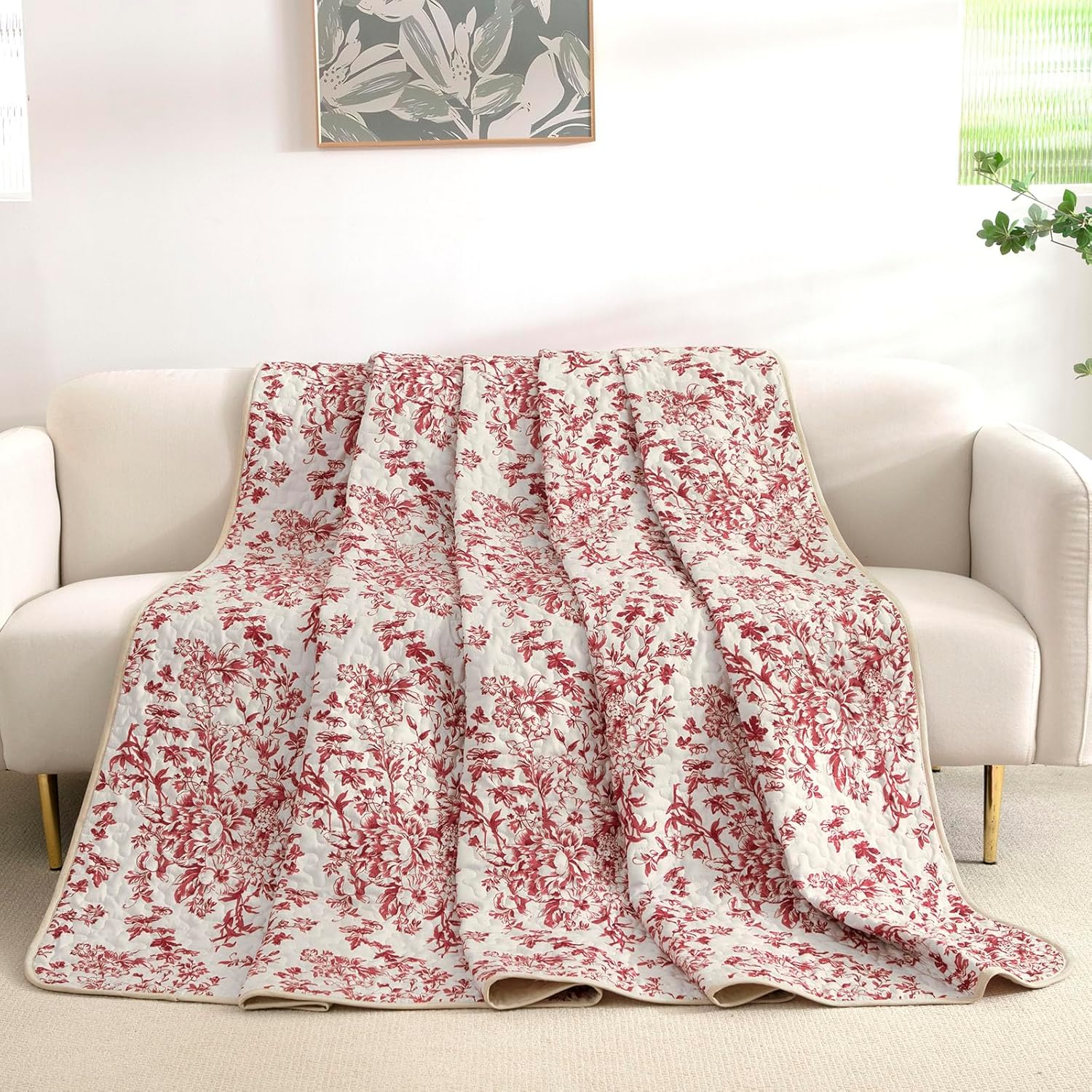 WONGS BEDDING King Size Quilt Set Red 3 Pieces