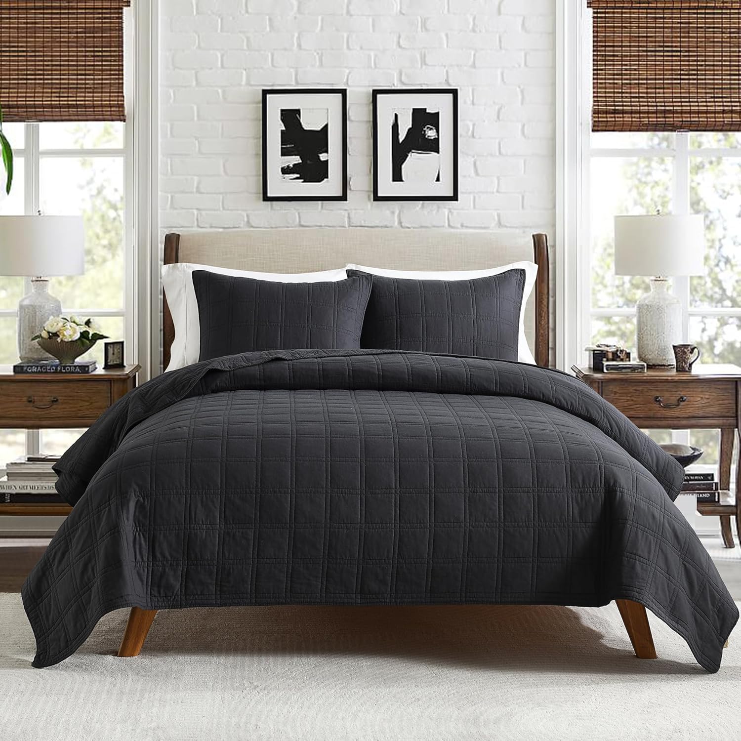 HORIMOTE HOME Cotton Quilt Set Twin Size Geometric Pattern