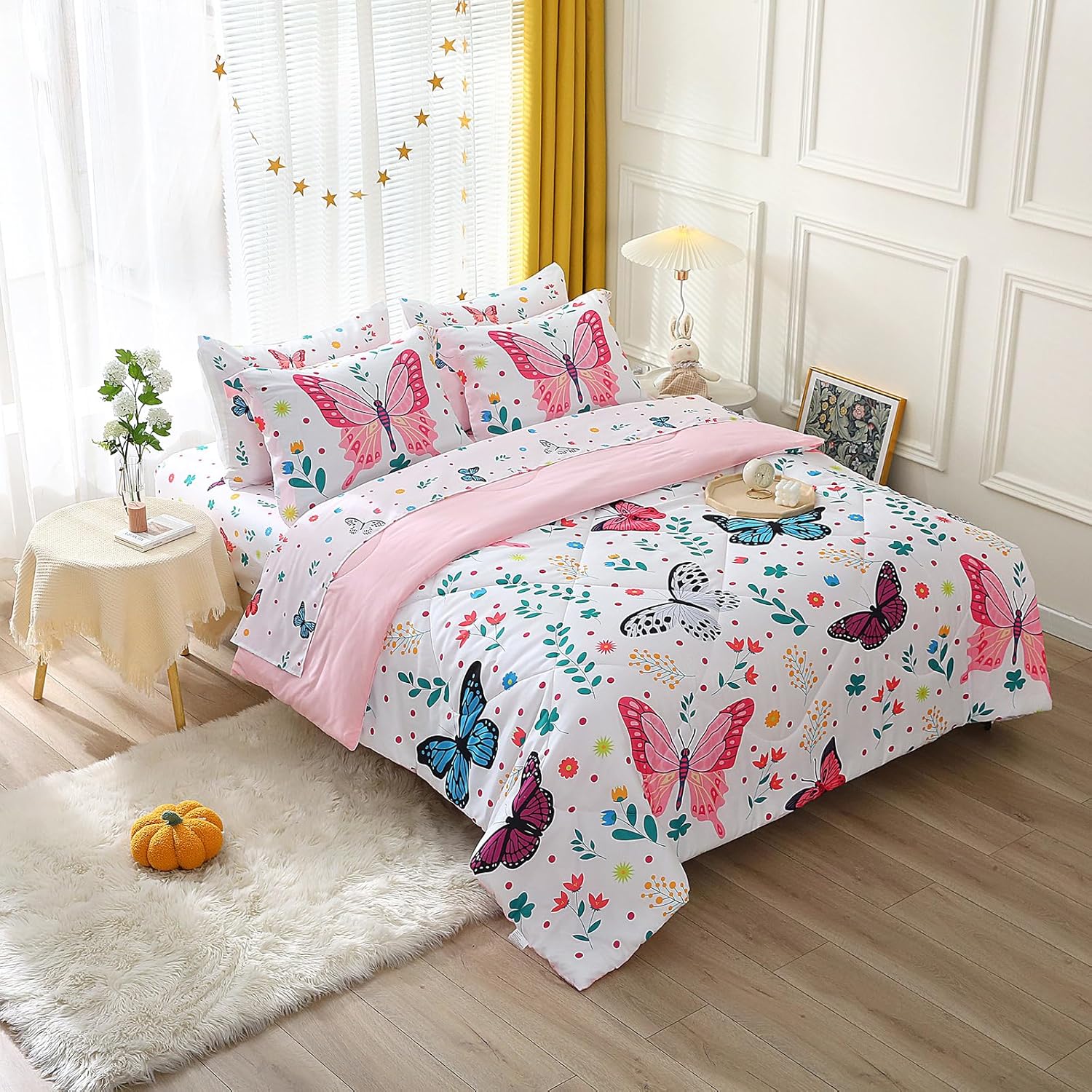 Butterfly Comforter Set Twin 7 Piece Kids Bedding