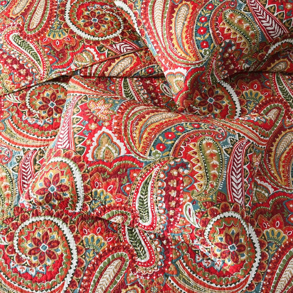 ENASAL Reversible Floral Paisley Bedspread Set Queen Size