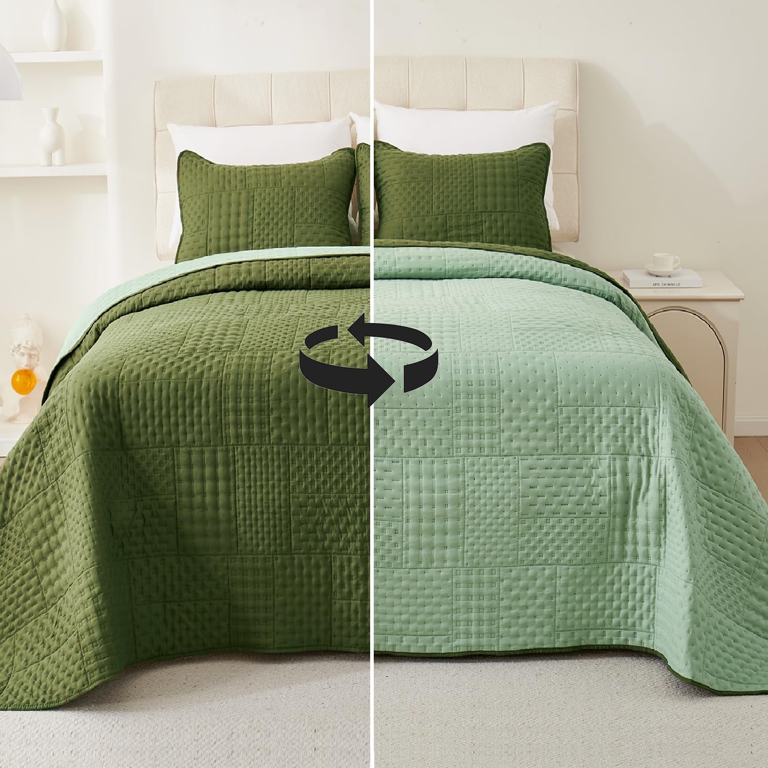 Cmfshape King Size Quilt Set - 3 Pieces Reversible