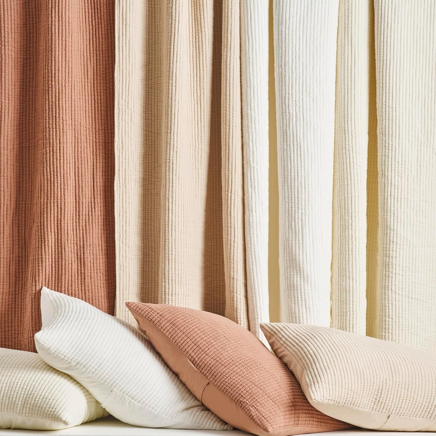 EvergraceHome Cotton Coverlet Set Full Queen 3 Pieces Eggshell Cream