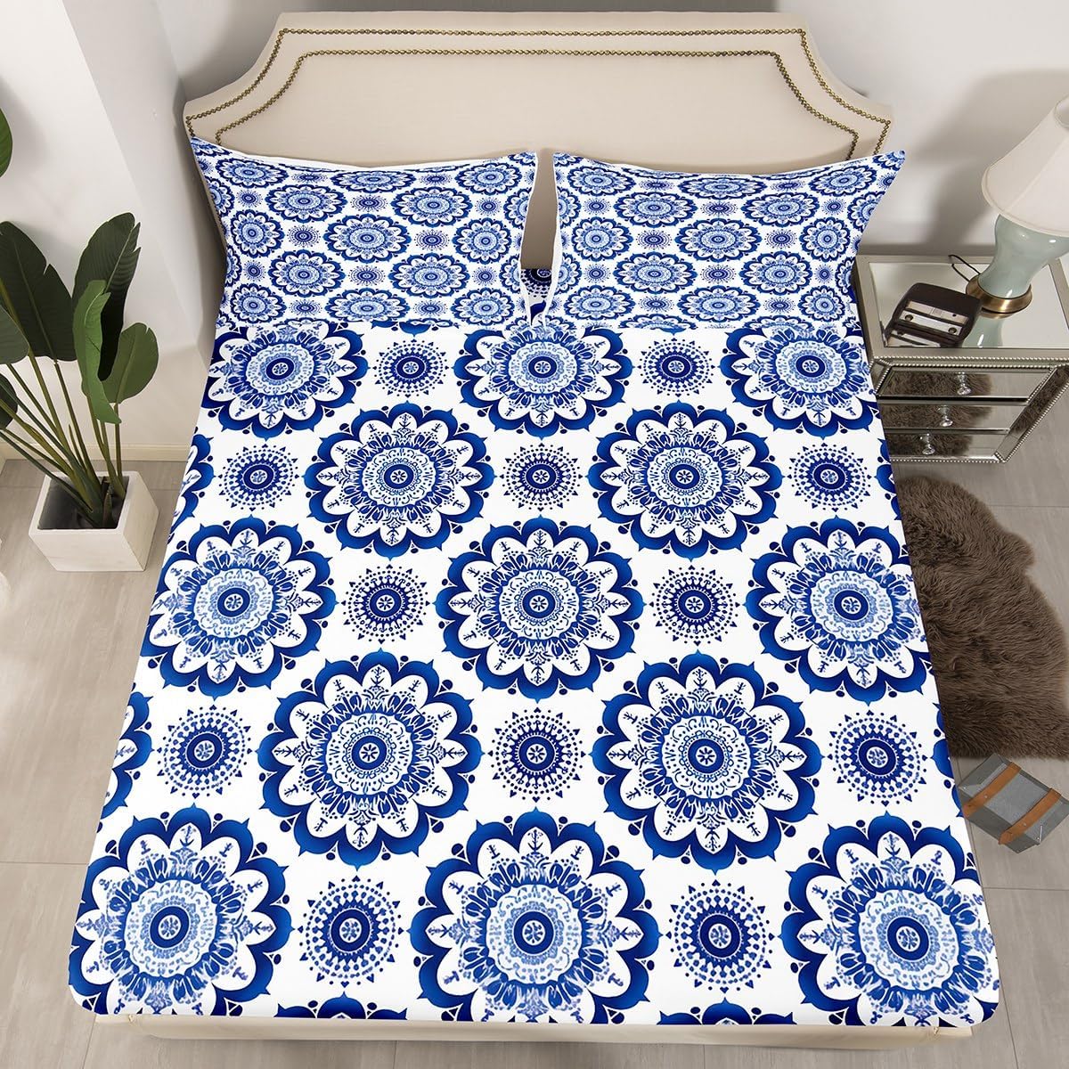 Jejeloiu Paisley Bedding Set Twin Size Damask Pattern 1